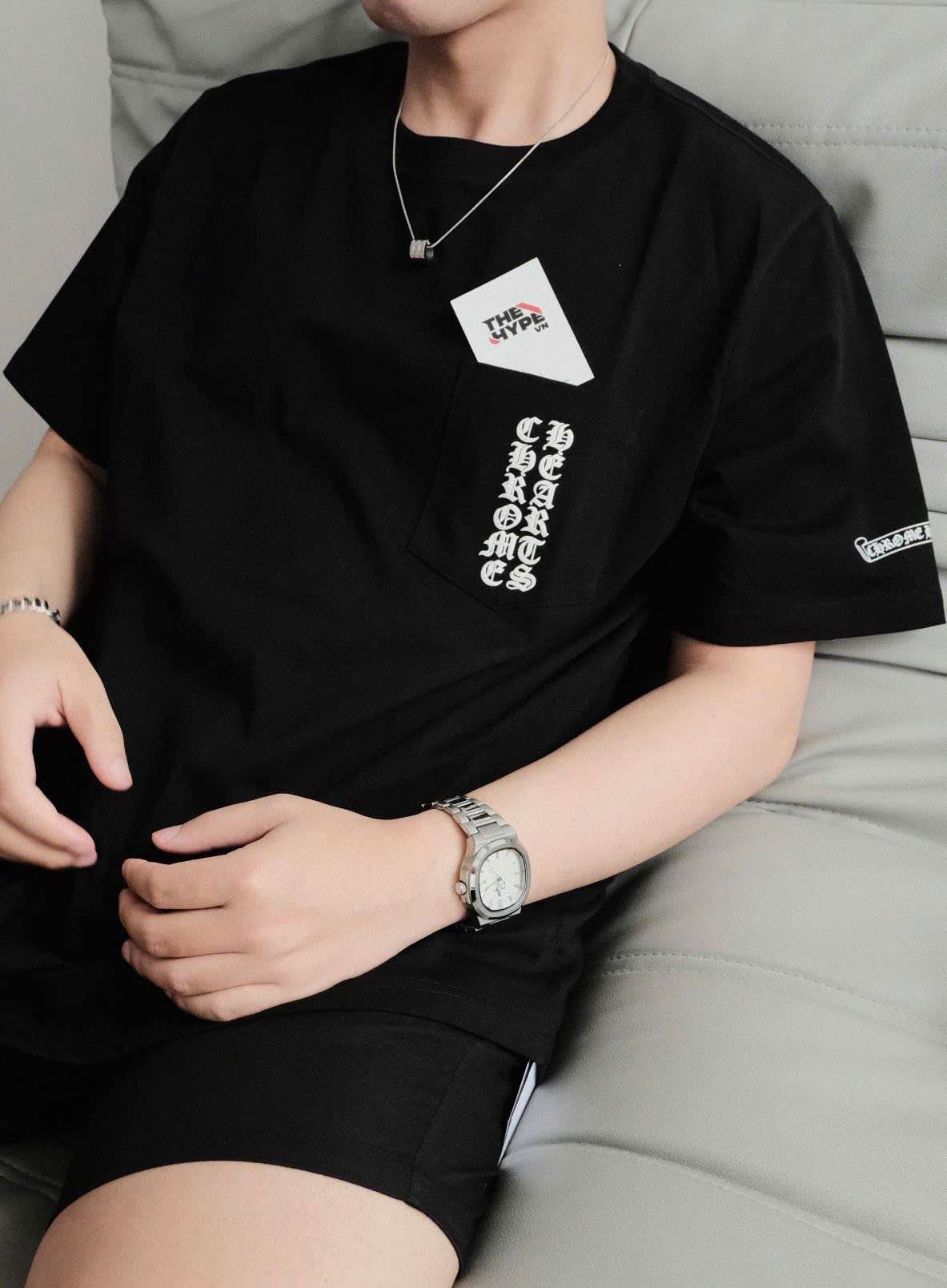 ÁO THUN CHROME HEARTS CH TOKYO VERTICAL LOGO (BLACK)