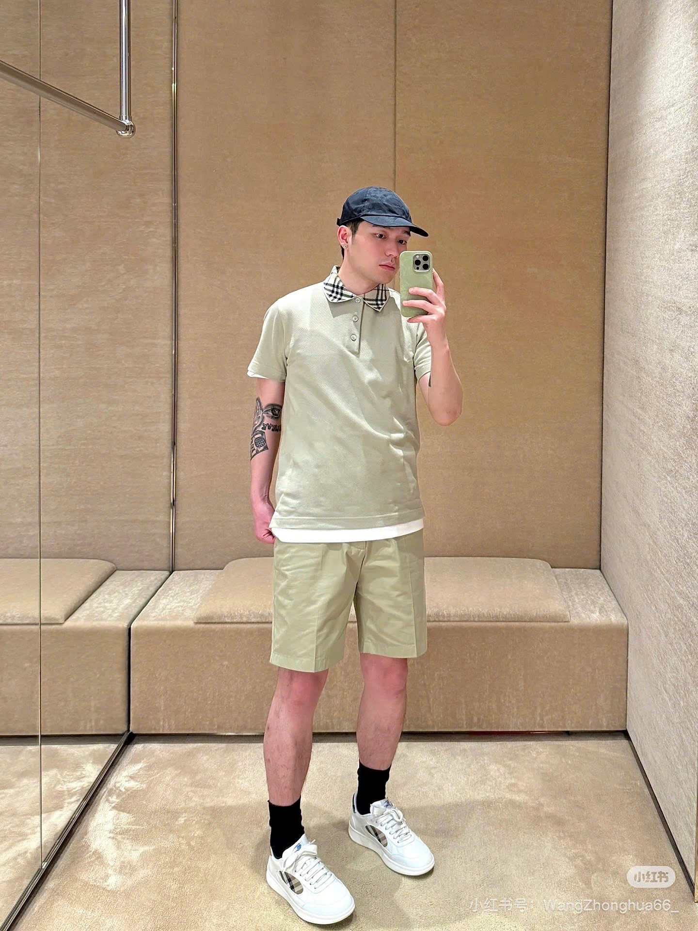 ÁO POLO BURBERRY BBR WOVEN COLLAR (LICHEN)