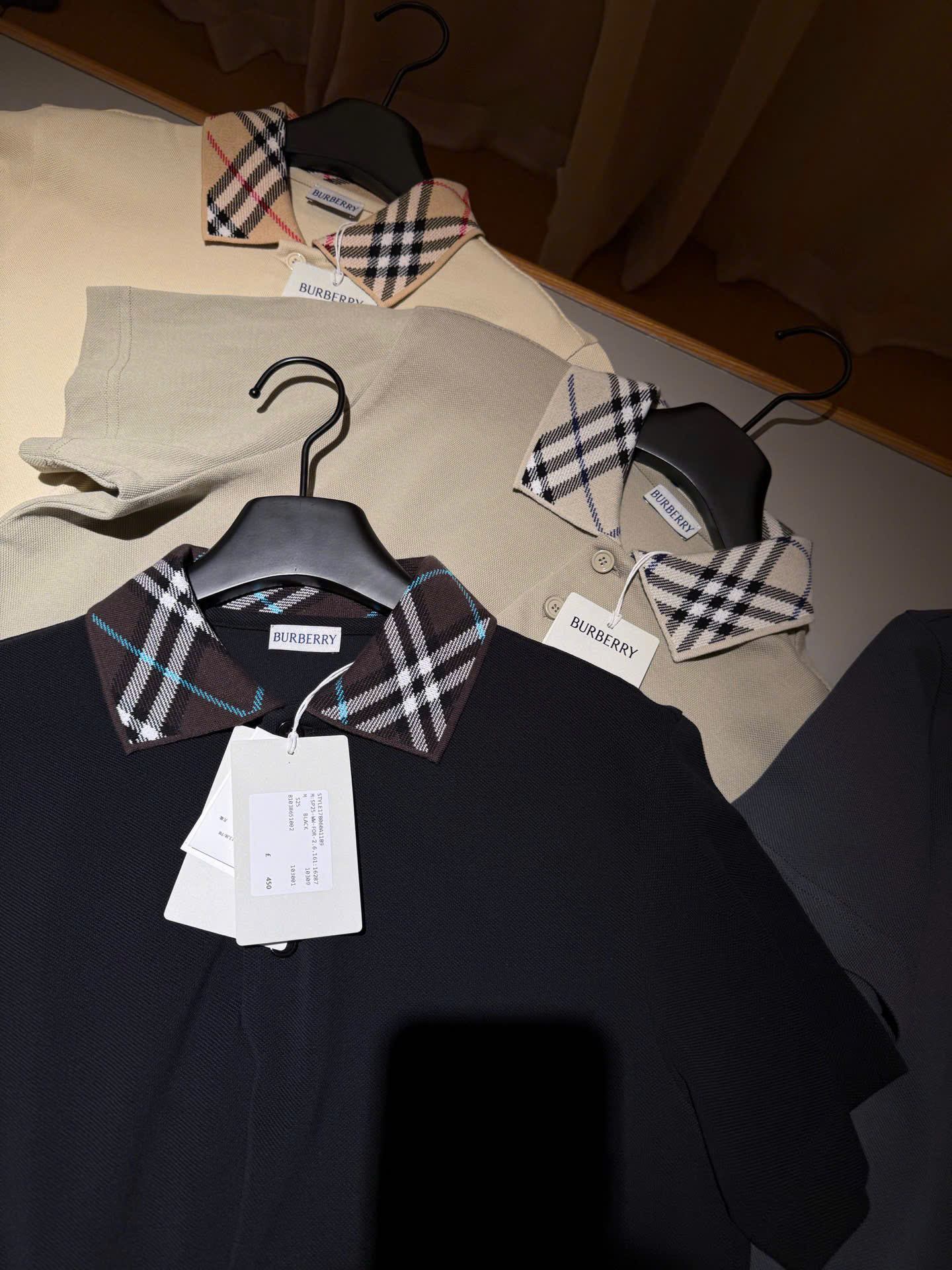 ÁO POLO BURBERRY BBR WOVEN COLLAR (BLACK)