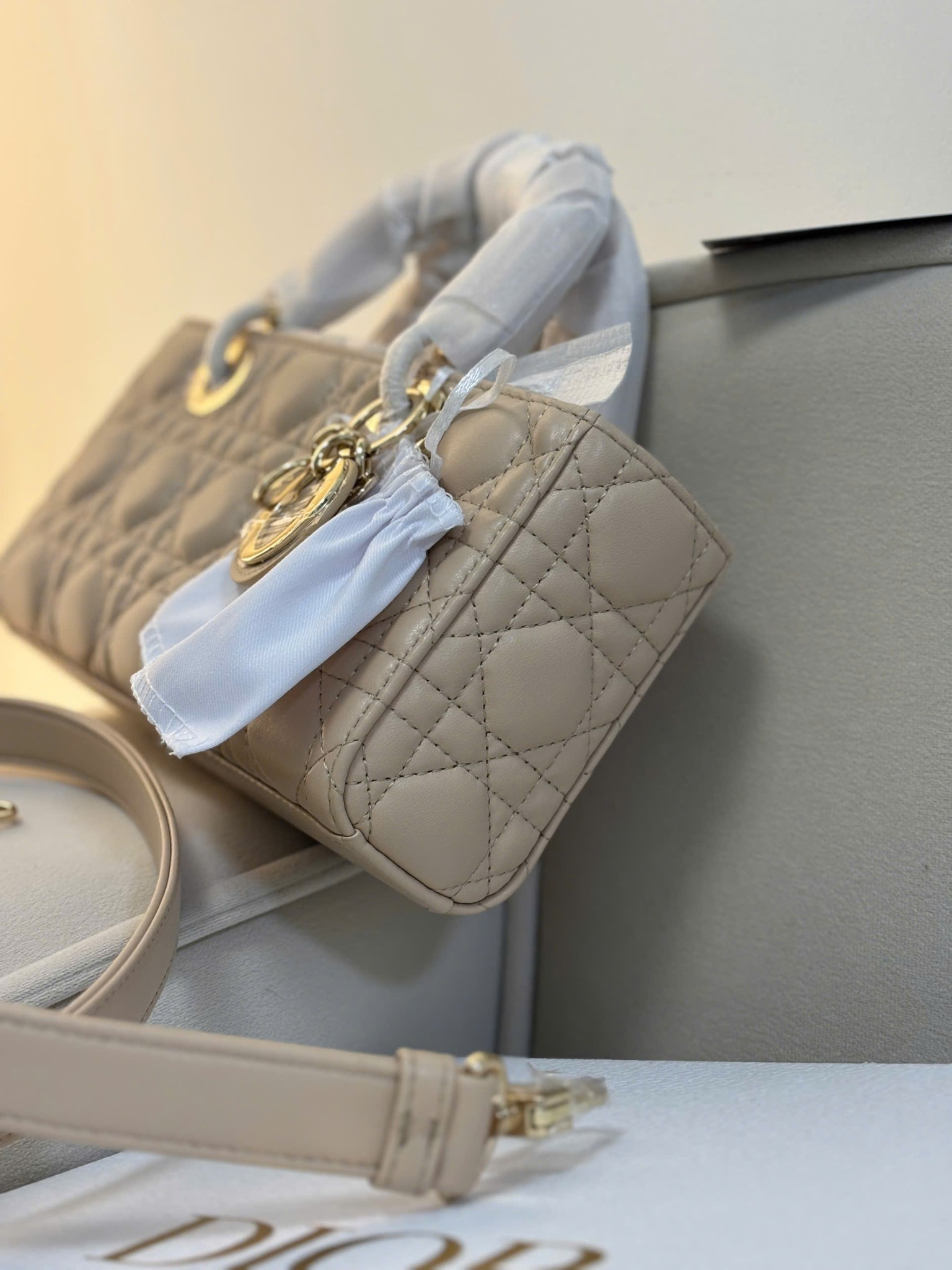 TÚI DIOR LADY D-JOY (BEIGE)
