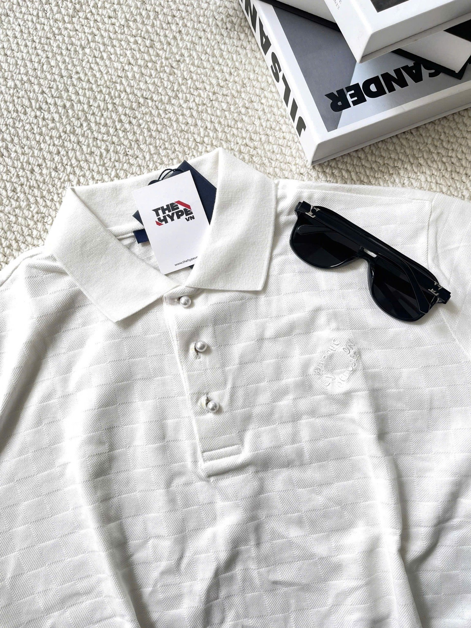ÁO POLO LOUIS VUITTON DAMIER SIGNATURE (WHITE)