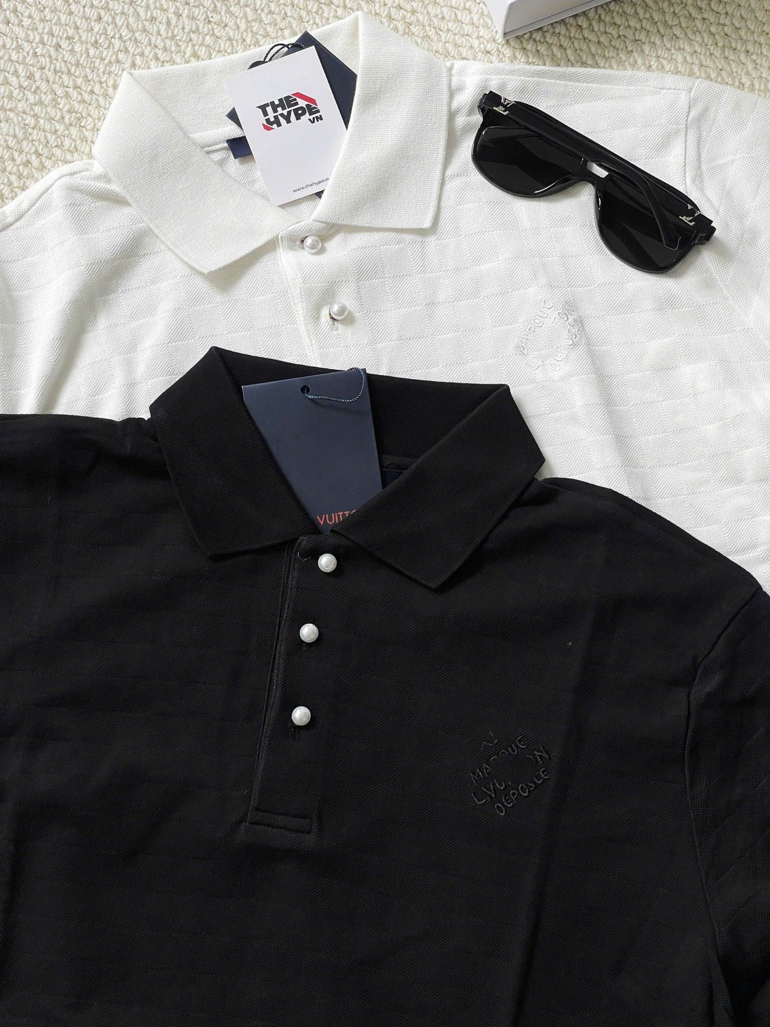 ÁO POLO LOUIS VUITTON DAMIER SIGNATURE (BLACK)