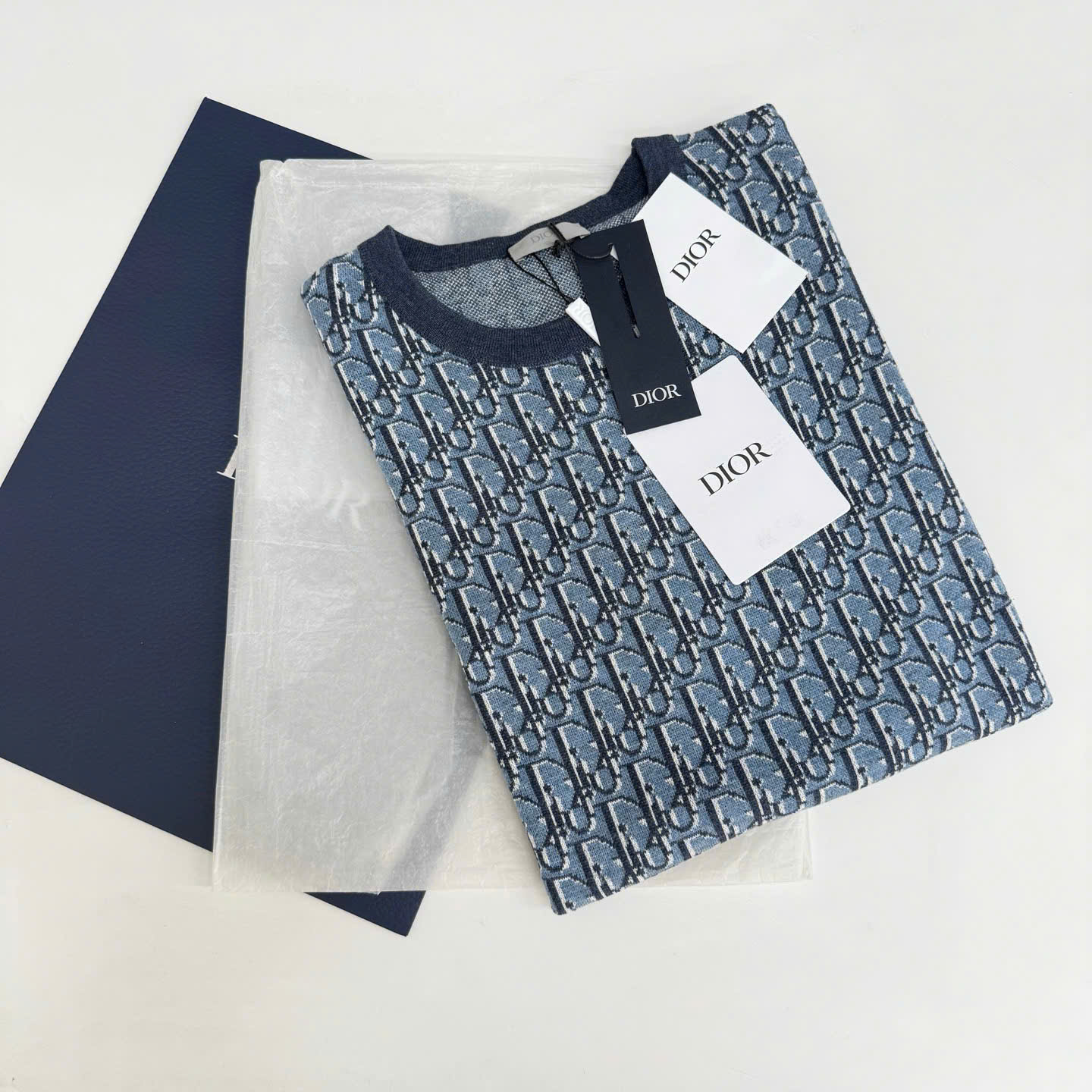 ÁO THUN DIOR OBLIQUE TERRY COTTON (BLUE)