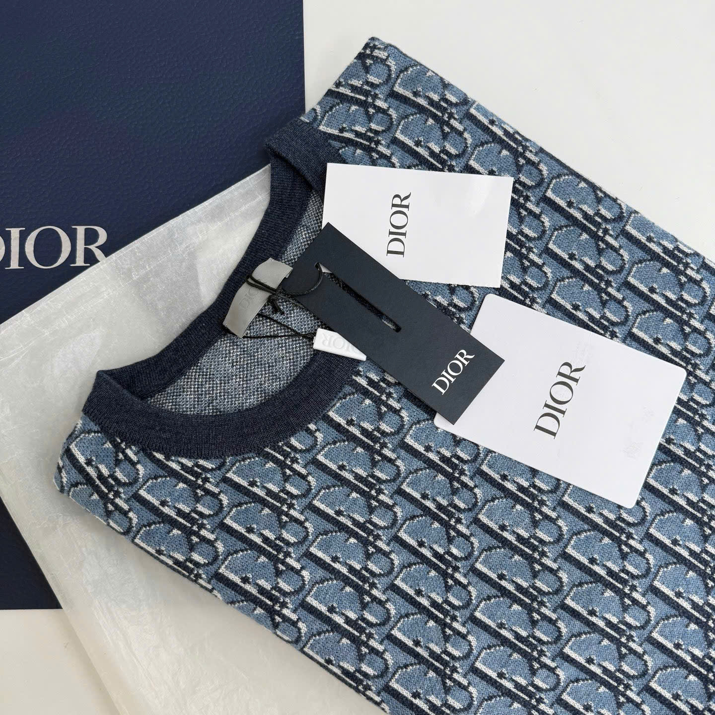 ÁO THUN DIOR OBLIQUE TERRY COTTON (BLUE)