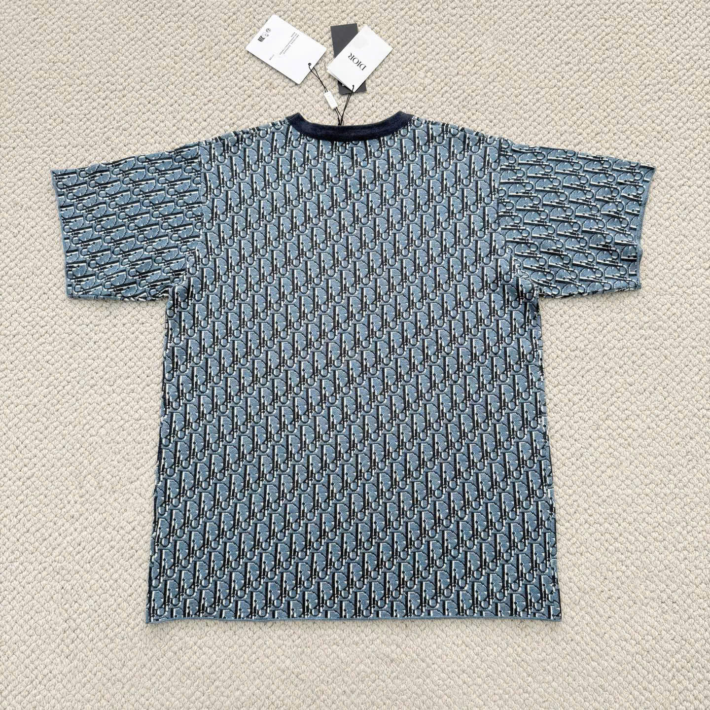 ÁO THUN DIOR OBLIQUE TERRY COTTON (BLUE)