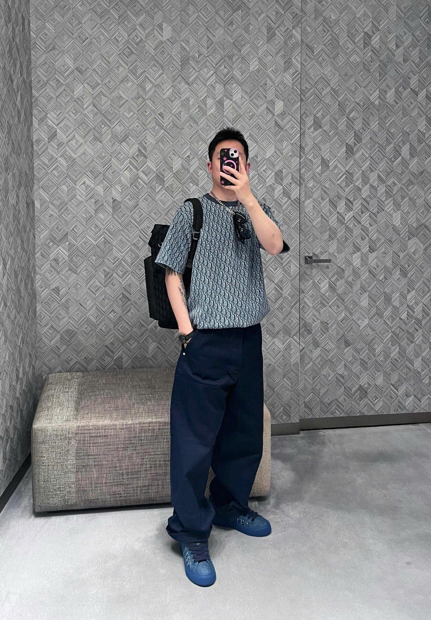 ÁO THUN DIOR OBLIQUE TERRY COTTON (BLUE)