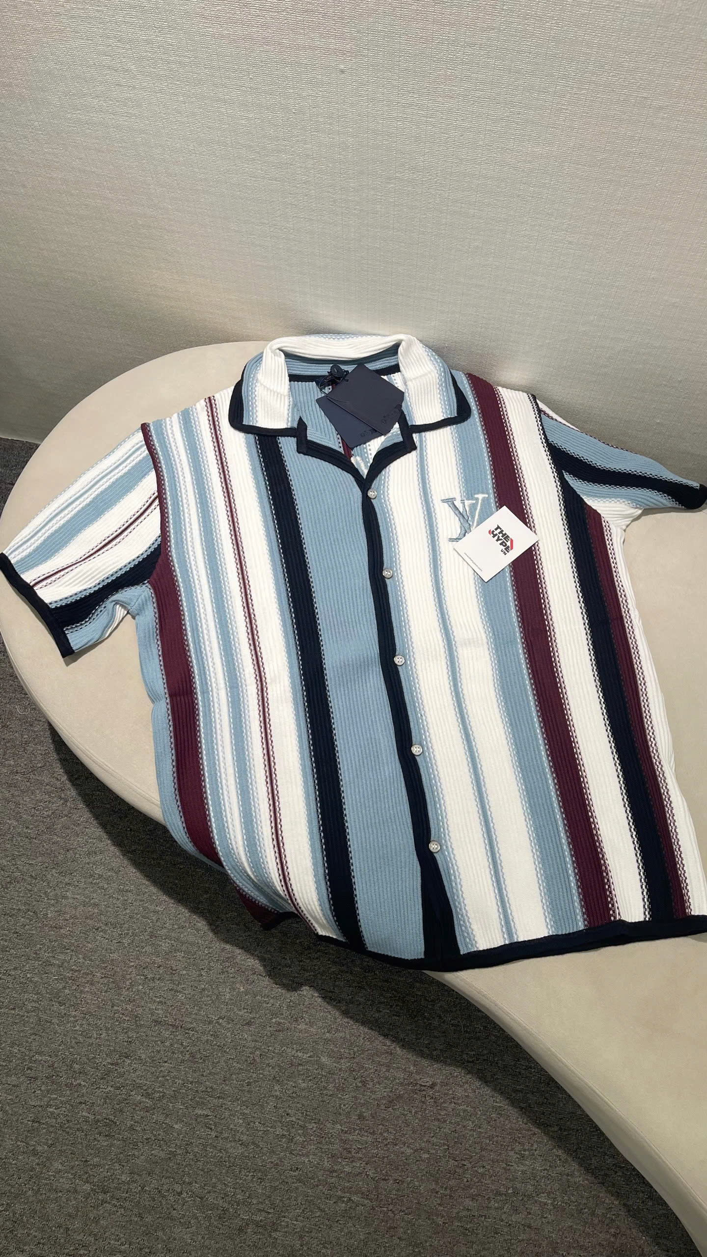 ÁO SƠ MI LOUIS VUITTON STRIPED CROCHET SHORT-SLEEVED (WHITE)