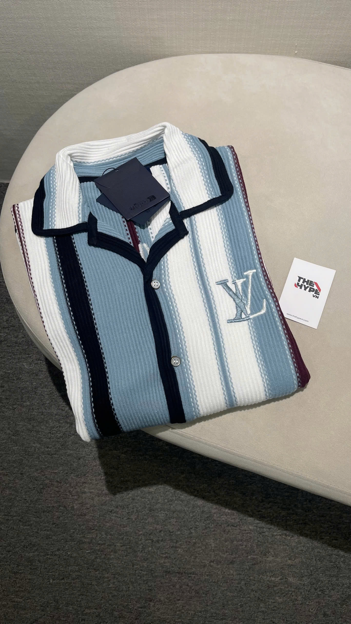ÁO SƠ MI LOUIS VUITTON STRIPED CROCHET SHORT-SLEEVED (WHITE)