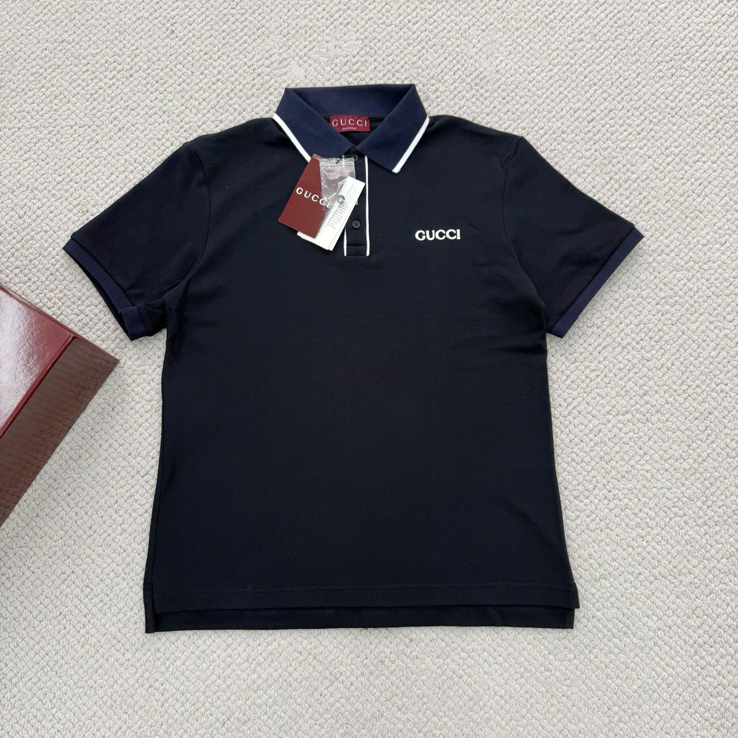 ÁO POLO GUCCI EMBROIDERED COTTON PIQUÉ (NAVY)