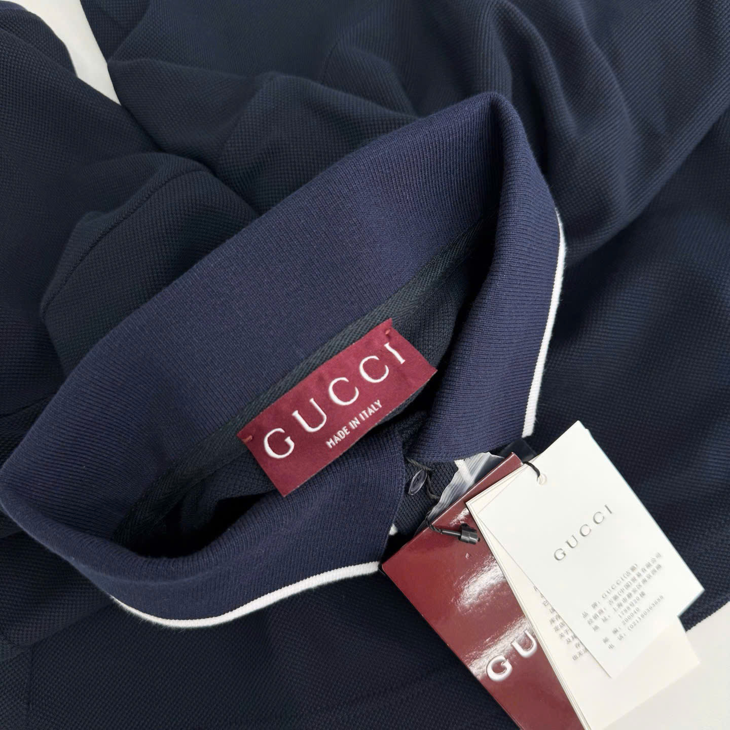 ÁO POLO GUCCI EMBROIDERED COTTON PIQUÉ (NAVY)