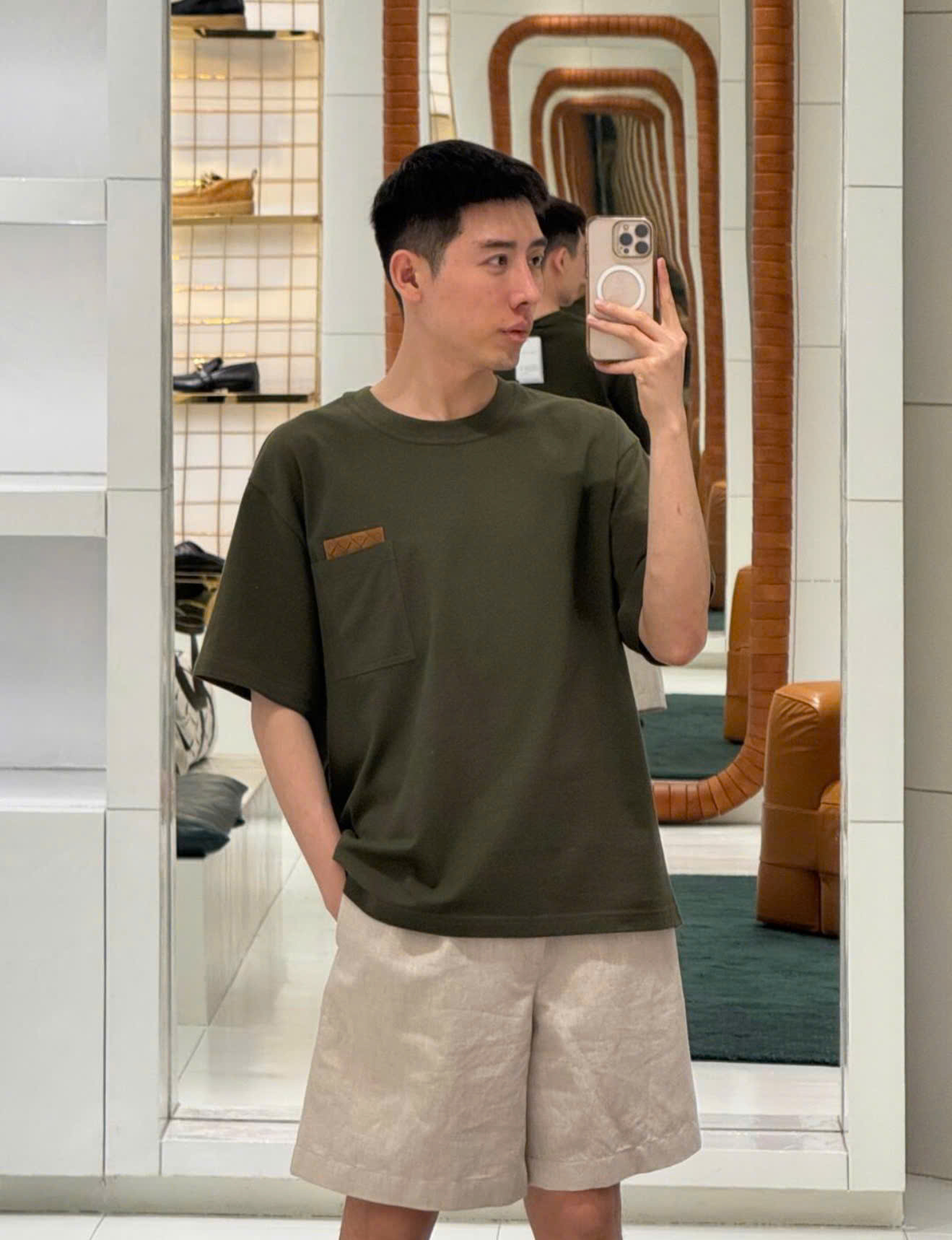ÁO THUN BOTTEGA OBLIQUE TERRY COTTON (GREEN)