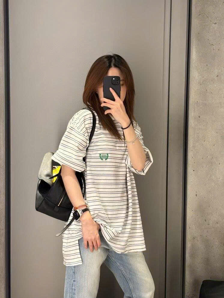 ÁO POLO BALENCIAGA BLCG LAUREL STRIPED (WHITE)