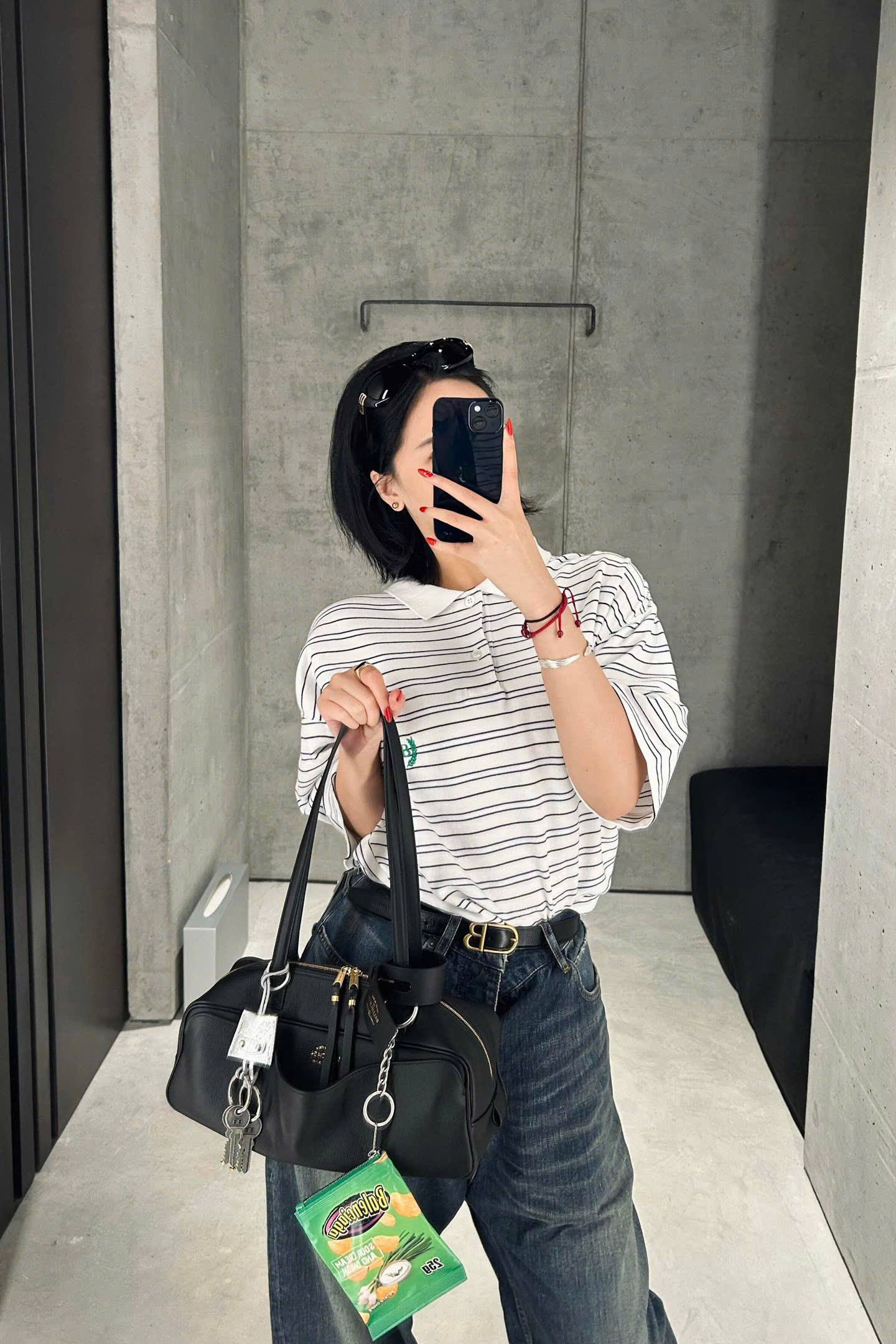 ÁO POLO BALENCIAGA BLCG LAUREL STRIPED (WHITE)