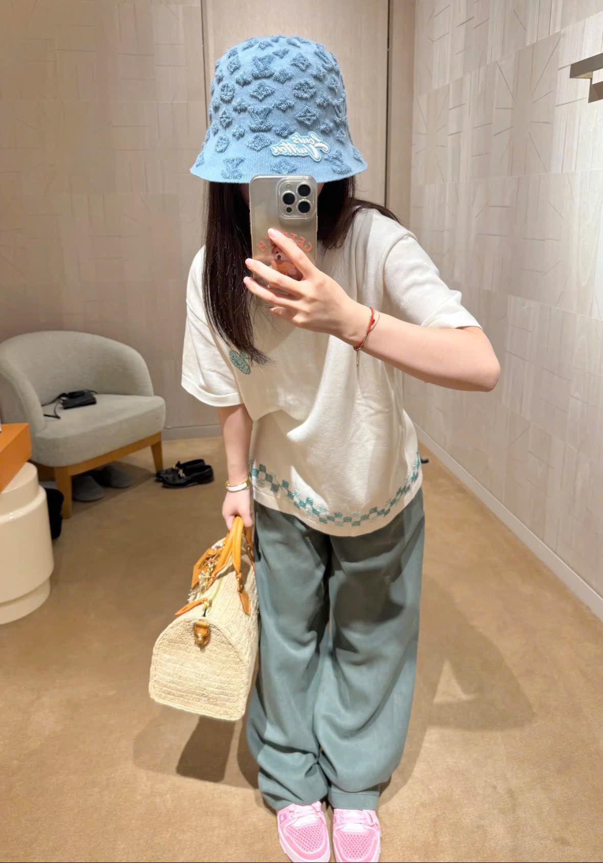 ÁO THUN LOUIS VUITTON DAMIER MOTIF (MILKY WHITE)