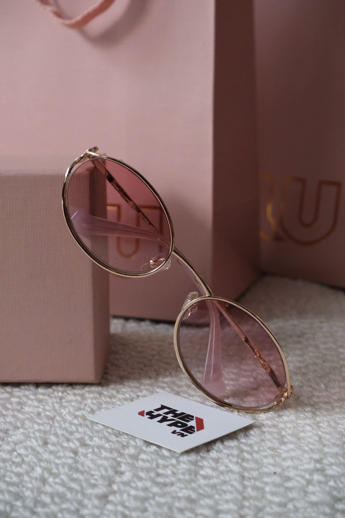 Kính Râm Miu Miu Logo Oval (Pink Gold) [Mirror Quality]