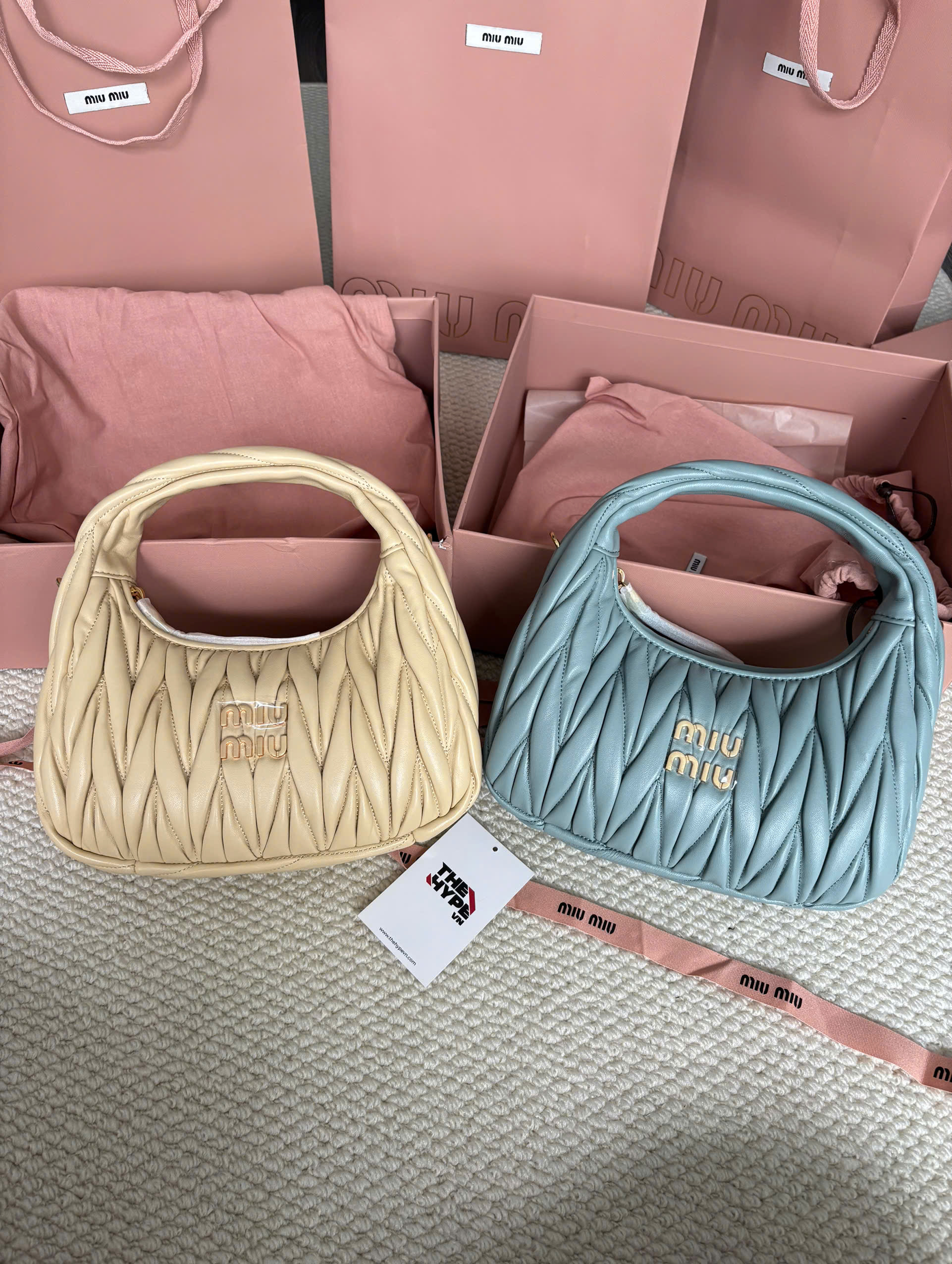 TÚI MIU MIU WANDER MATELASSÉ NAPPA LEATHER HOBO (SOY GREEN)