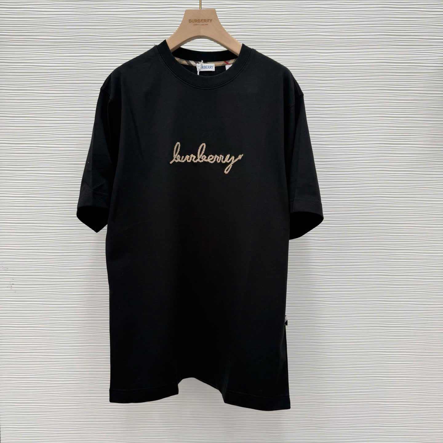ÁO THUN BURBERRY BBR CHECK EKD COTTON (BLACK)