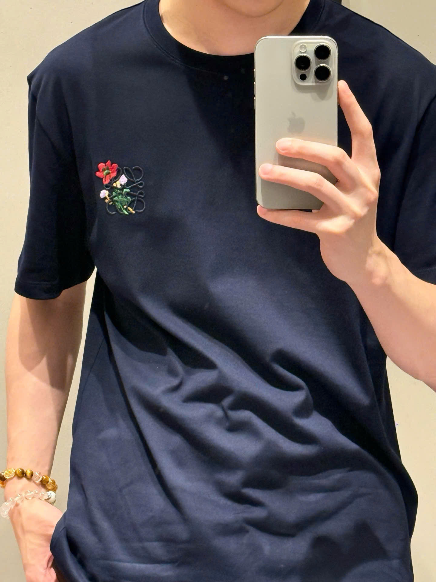 ÁO THUN LOEWE ANAGRAM FLOWERS (DARK BLUE)