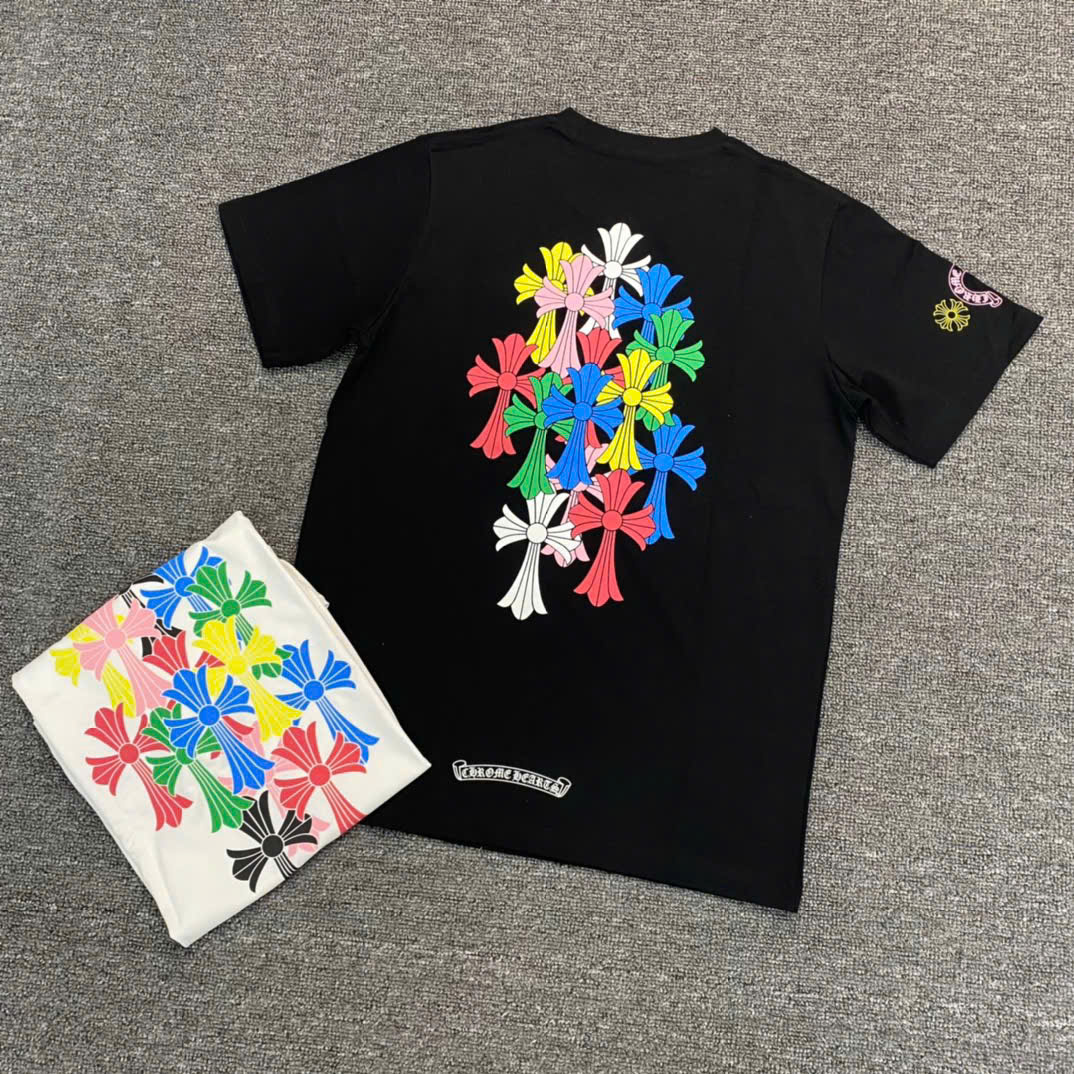 ÁO THUN CHROME HEARTS CH MULTI COLOR CROSS CEMETERY (BLACK)