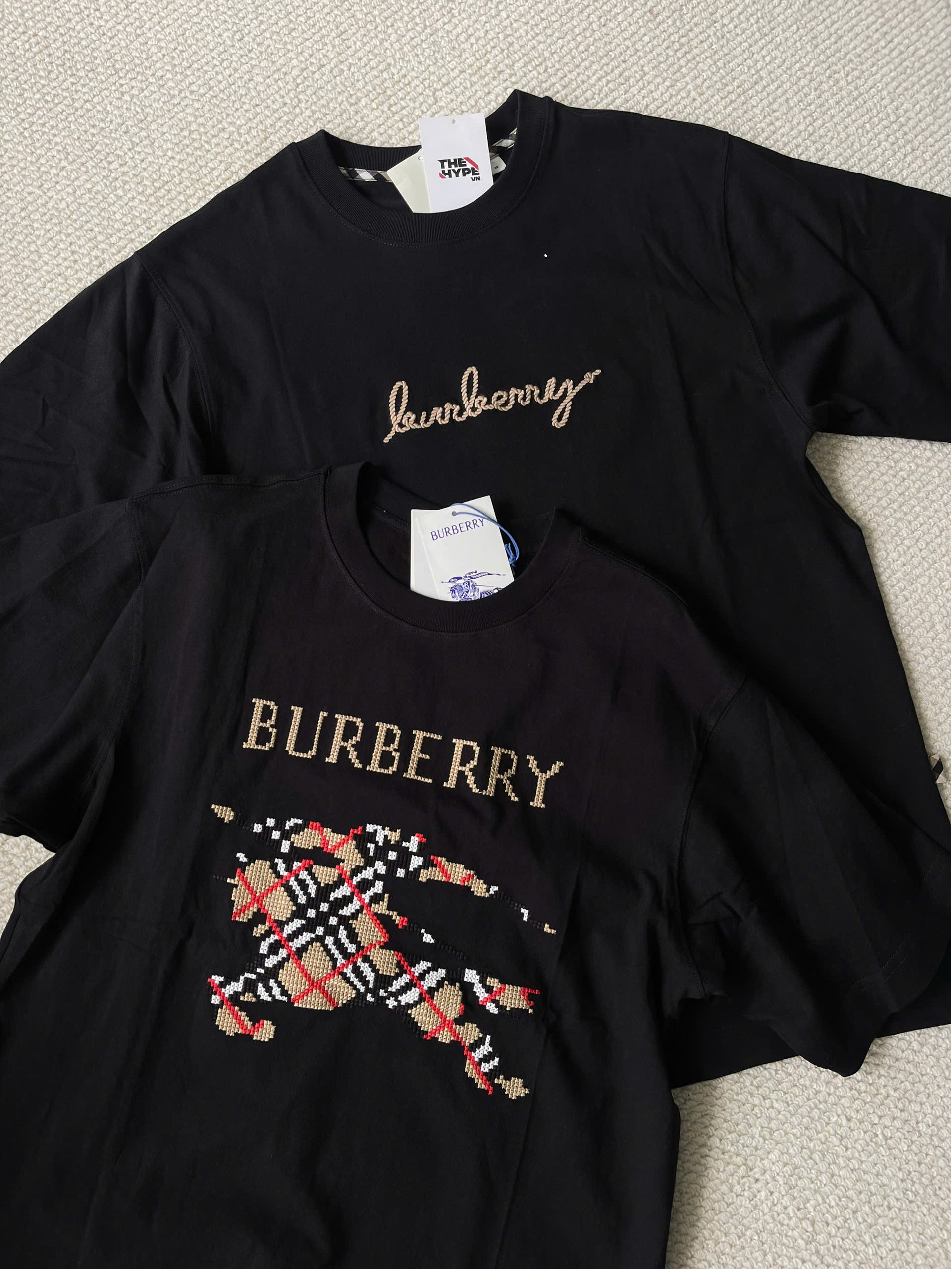ÁO THUN BURBERRY BBR CHECK EKD COTTON (BLACK)