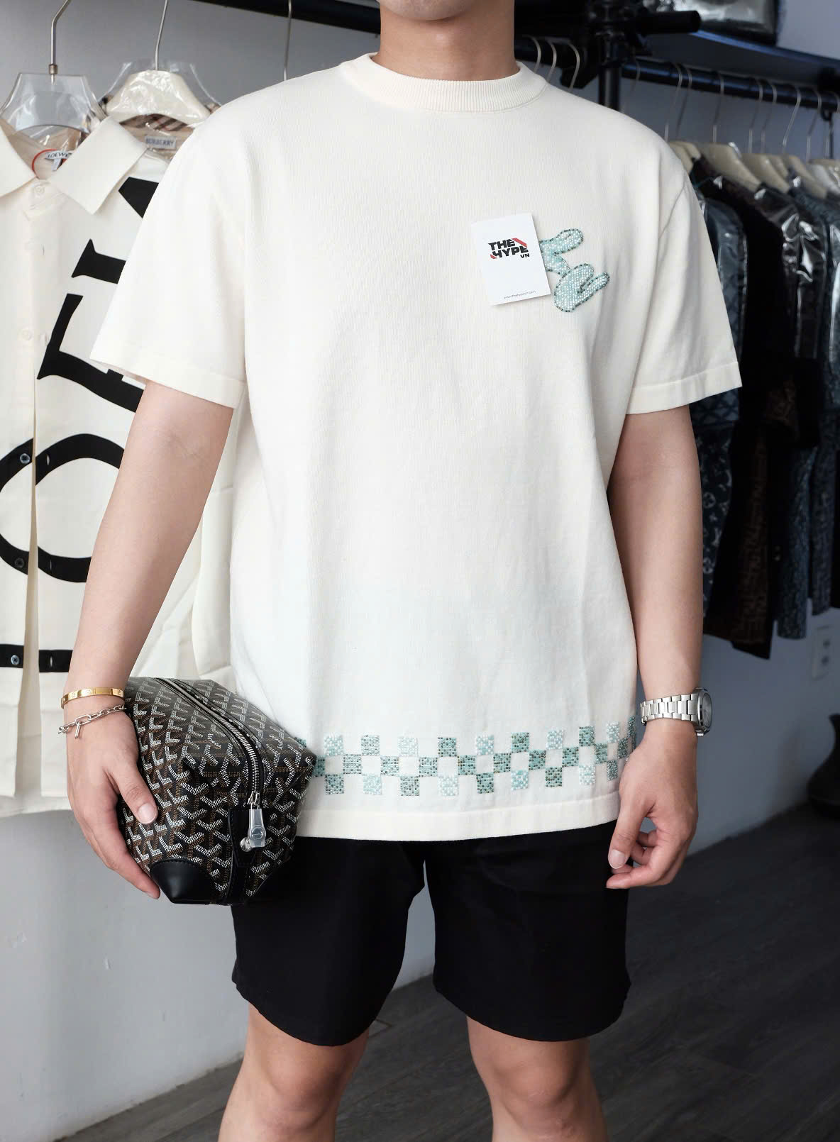 ÁO THUN LOUIS VUITTON DAMIER MOTIF (MILKY WHITE)