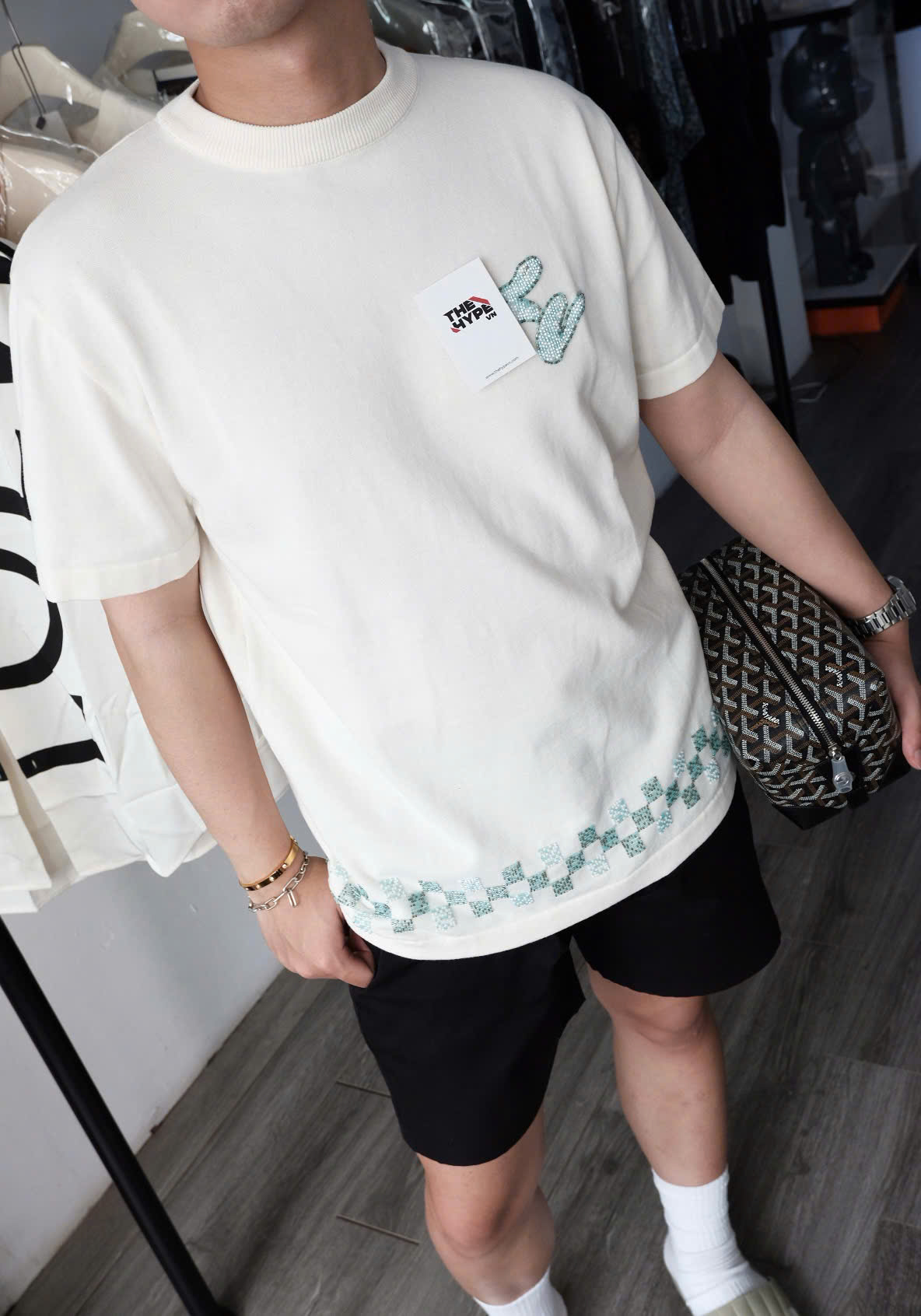 ÁO THUN LOUIS VUITTON DAMIER MOTIF (MILKY WHITE)