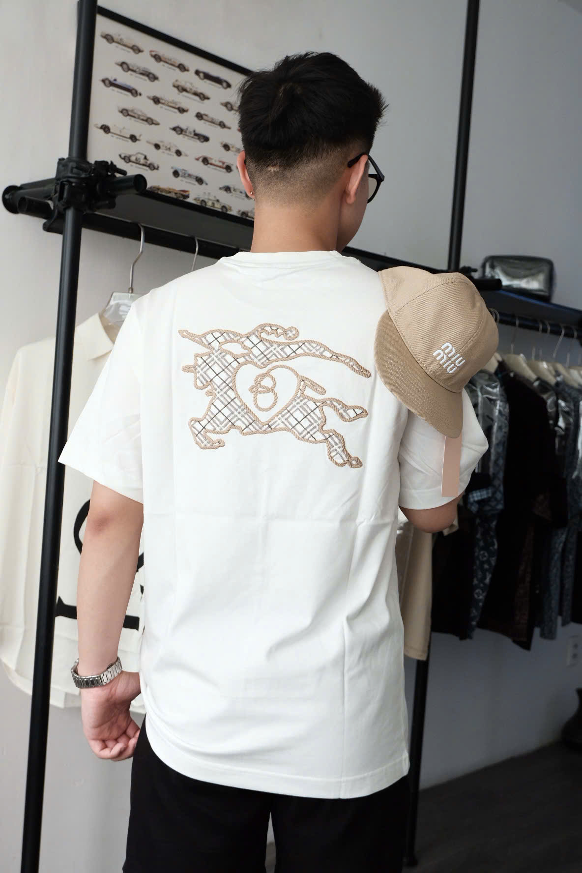 ÁO THUN BURBERRY BBR CHECK EKD COTTON (WHITE)