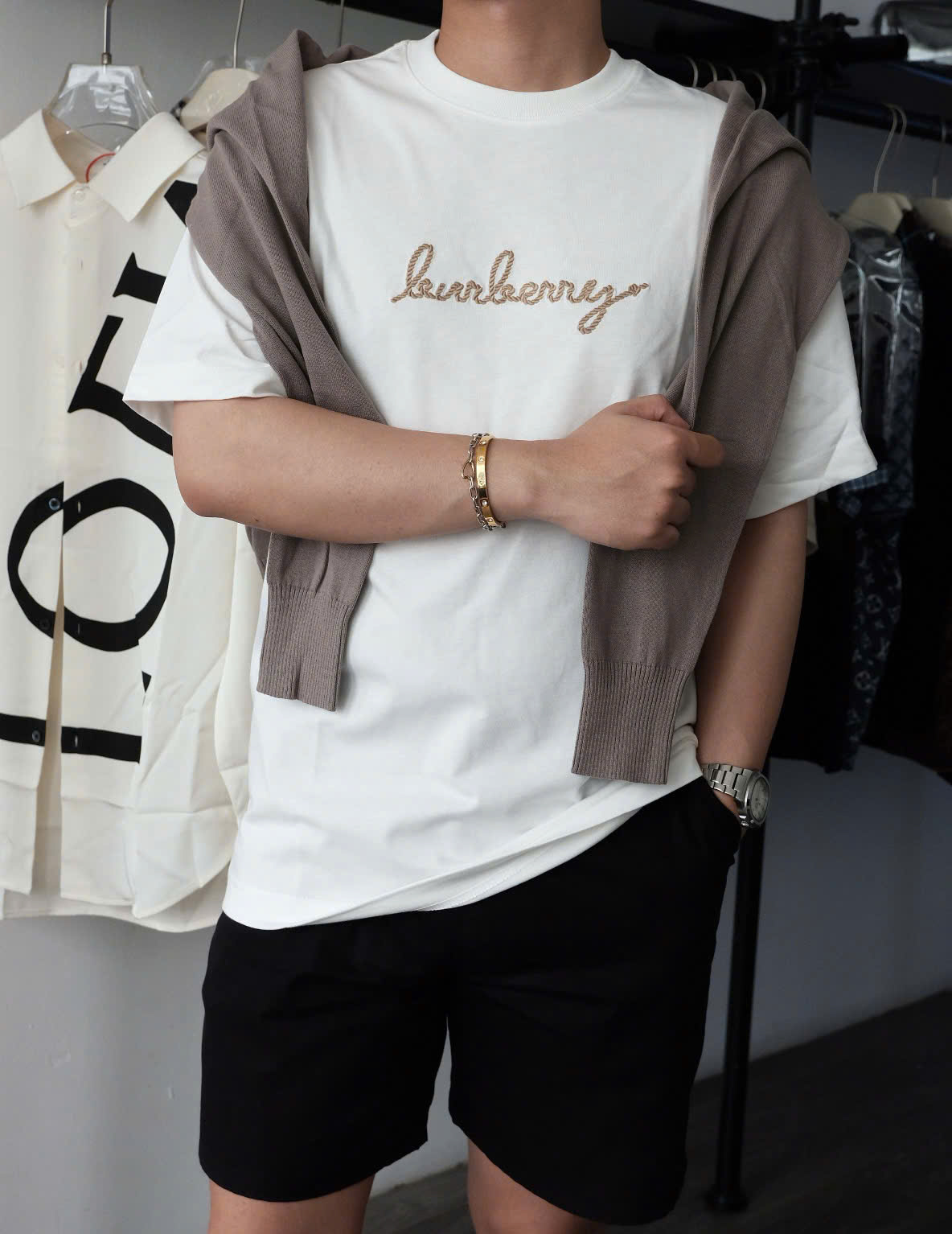 ÁO THUN BURBERRY BBR CHECK EKD COTTON (WHITE)