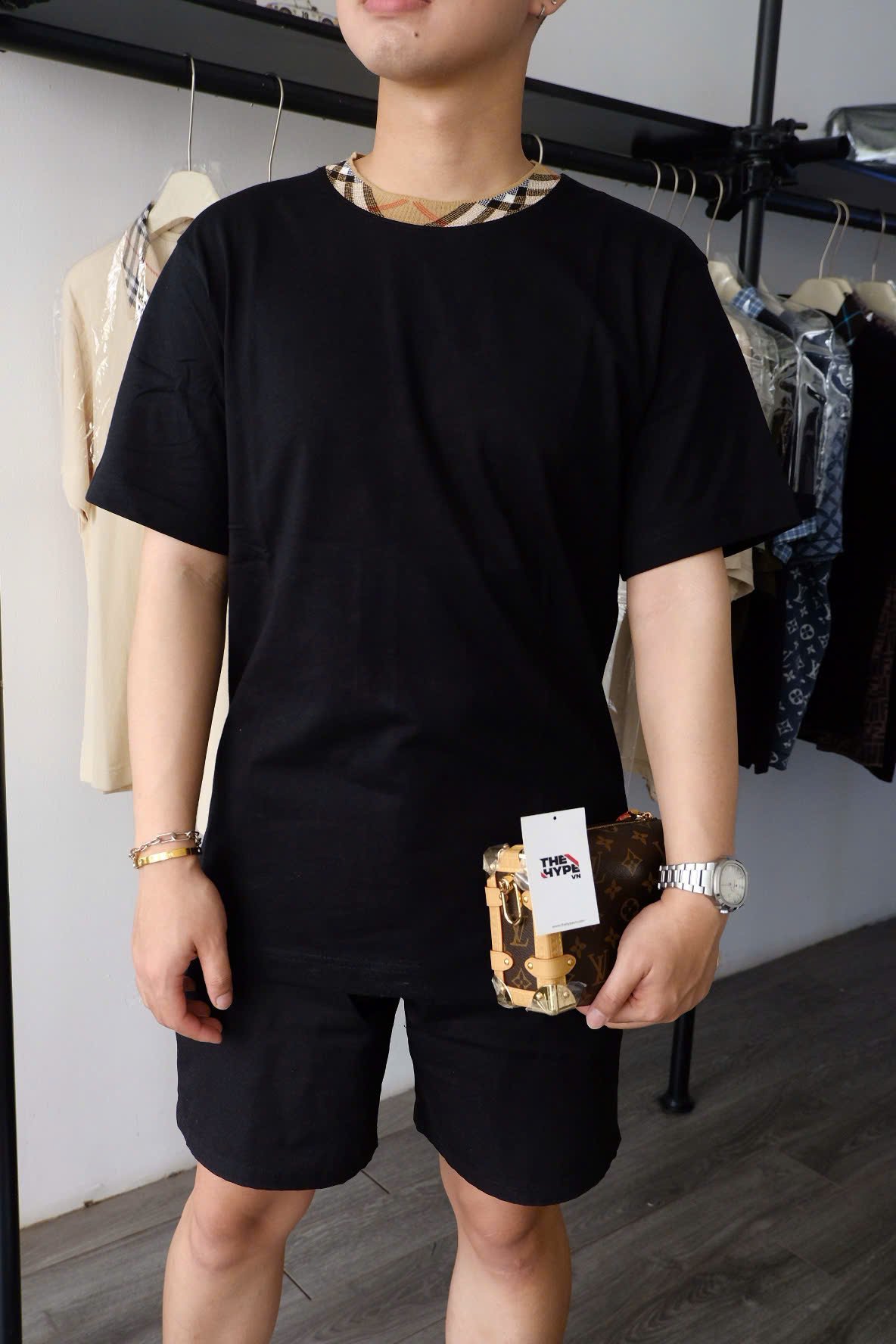 ÁO THUN BURBERRY CHECKED TRIM (BLACK)