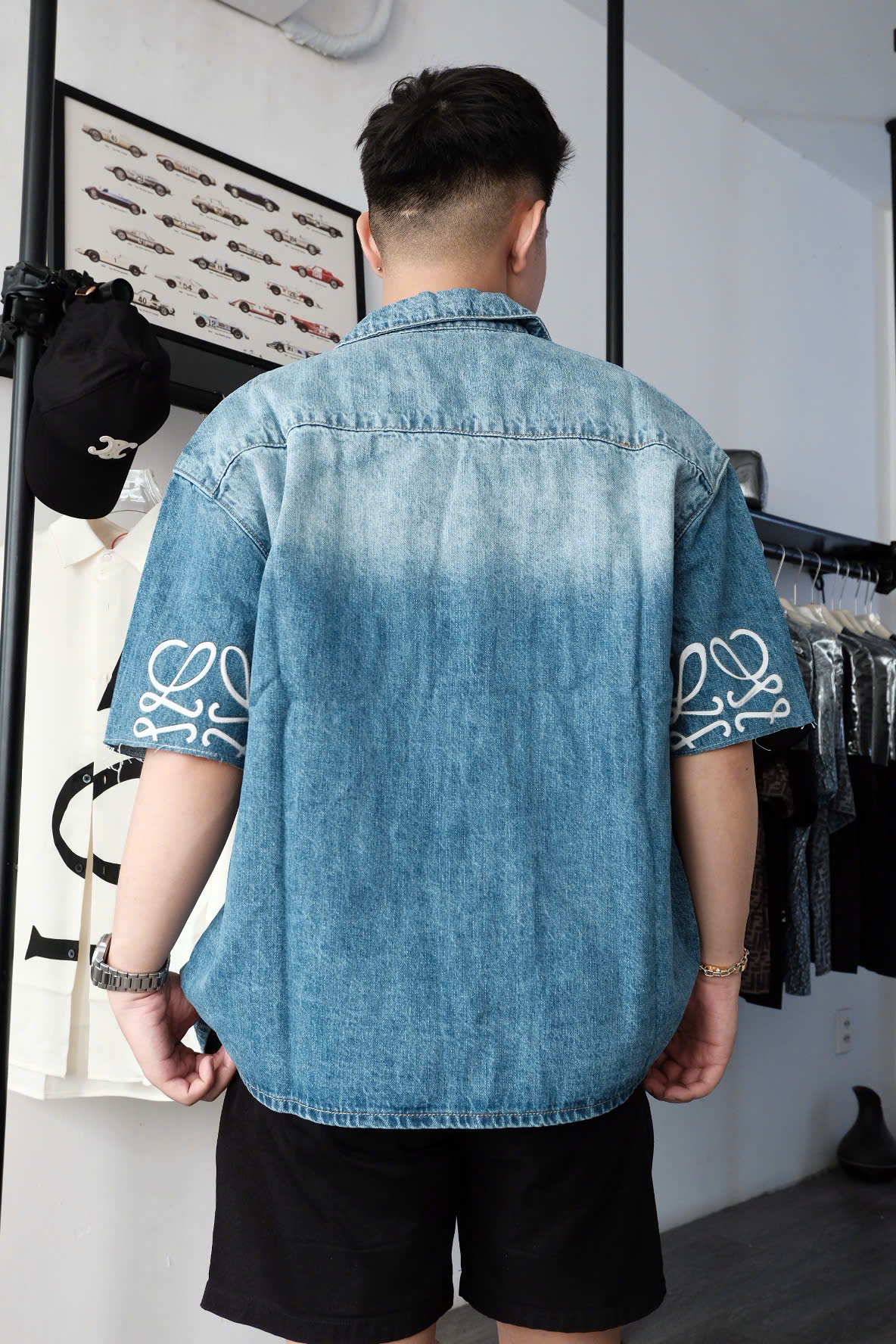 ÁO SƠ MI LOEWE ANAGRAM SHORT SLEEVE (DENIM)