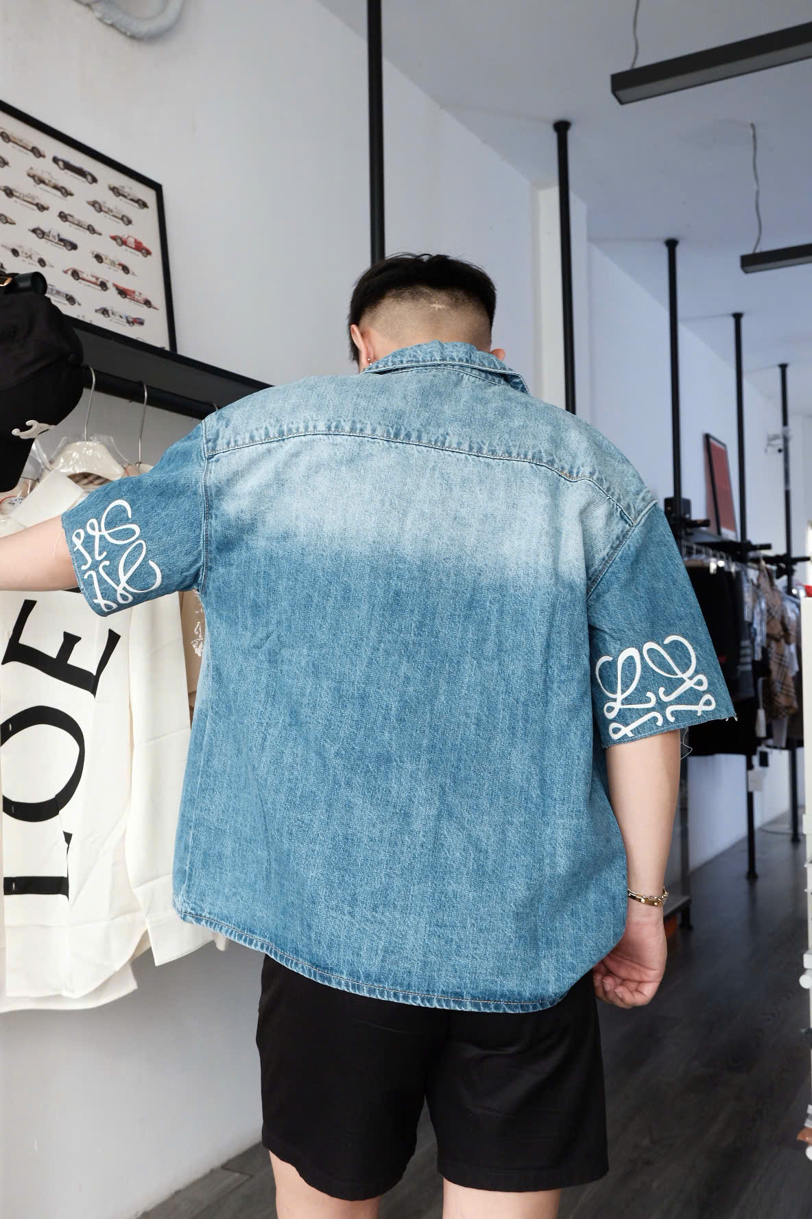 ÁO SƠ MI LOEWE ANAGRAM SHORT SLEEVE (DENIM)