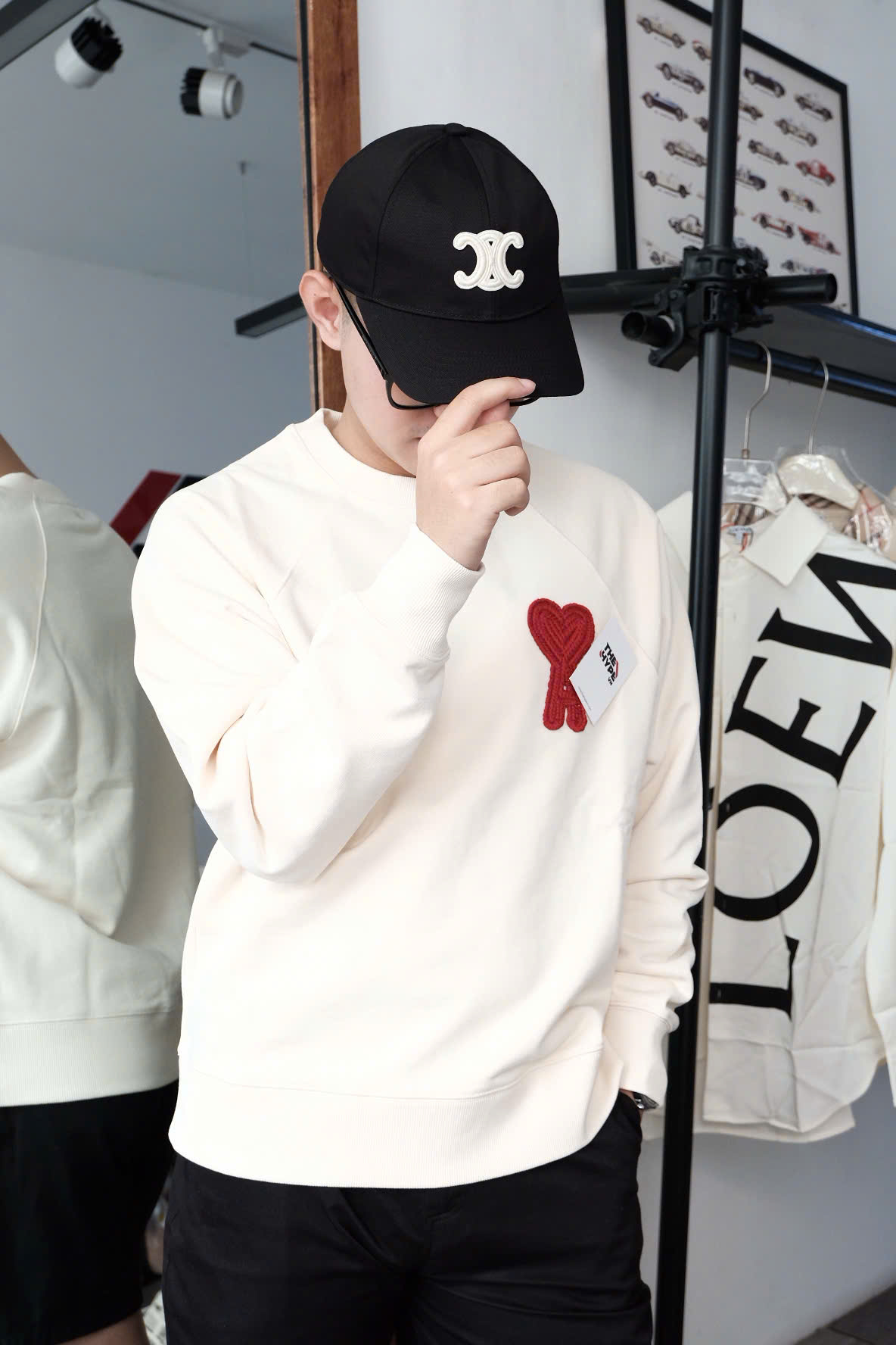 ÁO SWEATER AMI PARIS CREW-NECK WOOL (CREAM)