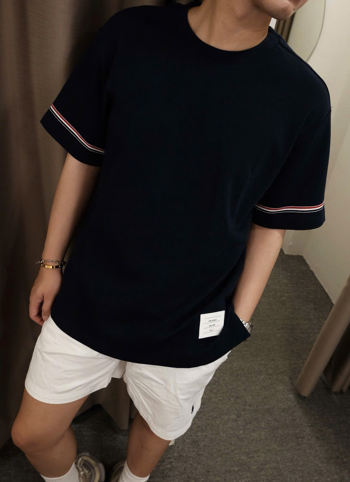 ÁO THUN THOM BROWNE TB RWB STRIPE (NAVY)