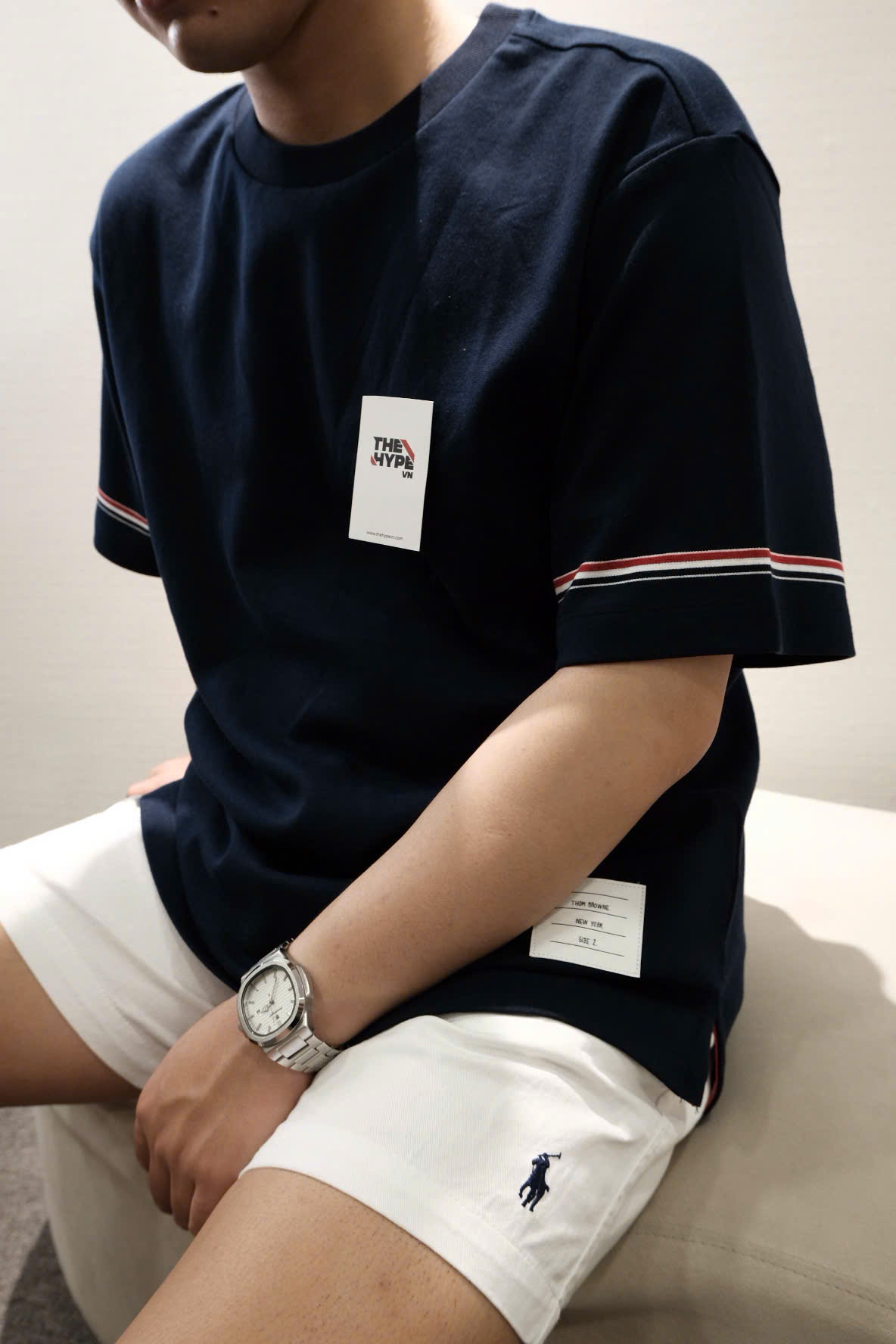ÁO THUN THOM BROWNE TB RWB STRIPE (NAVY)