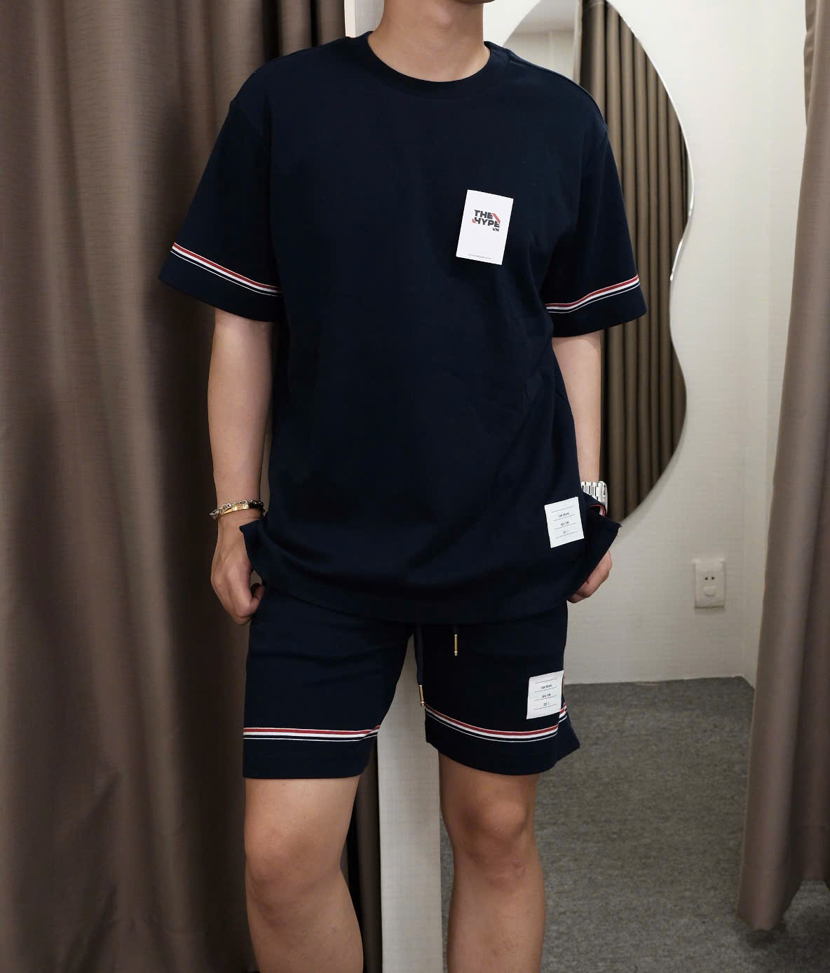ÁO THUN THOM BROWNE TB RWB STRIPE (NAVY)