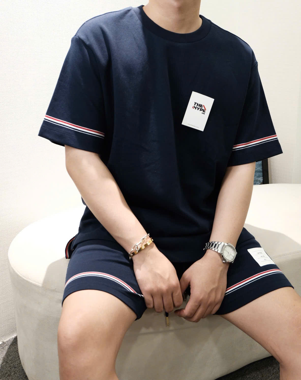 ÁO THUN THOM BROWNE TB RWB STRIPE (NAVY)