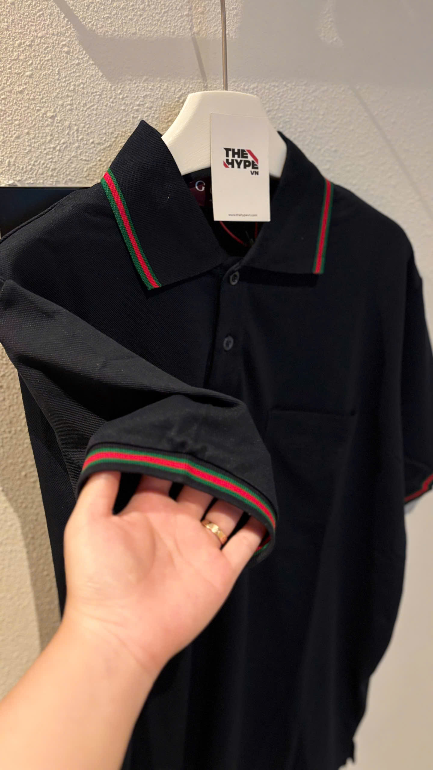 ÁO POLO GUCCI EMBROIDERED STRETCH COTTON (NAVY)