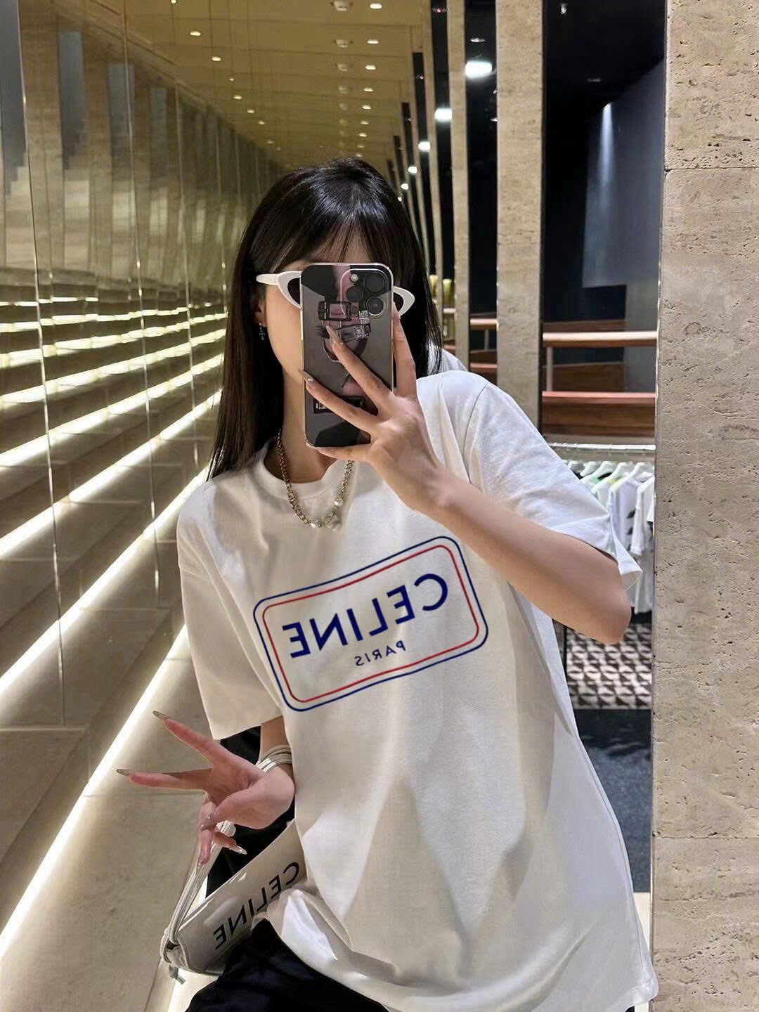 ÁO THUN CELINE LOOSE COTTON (OPTIC WHITE)
