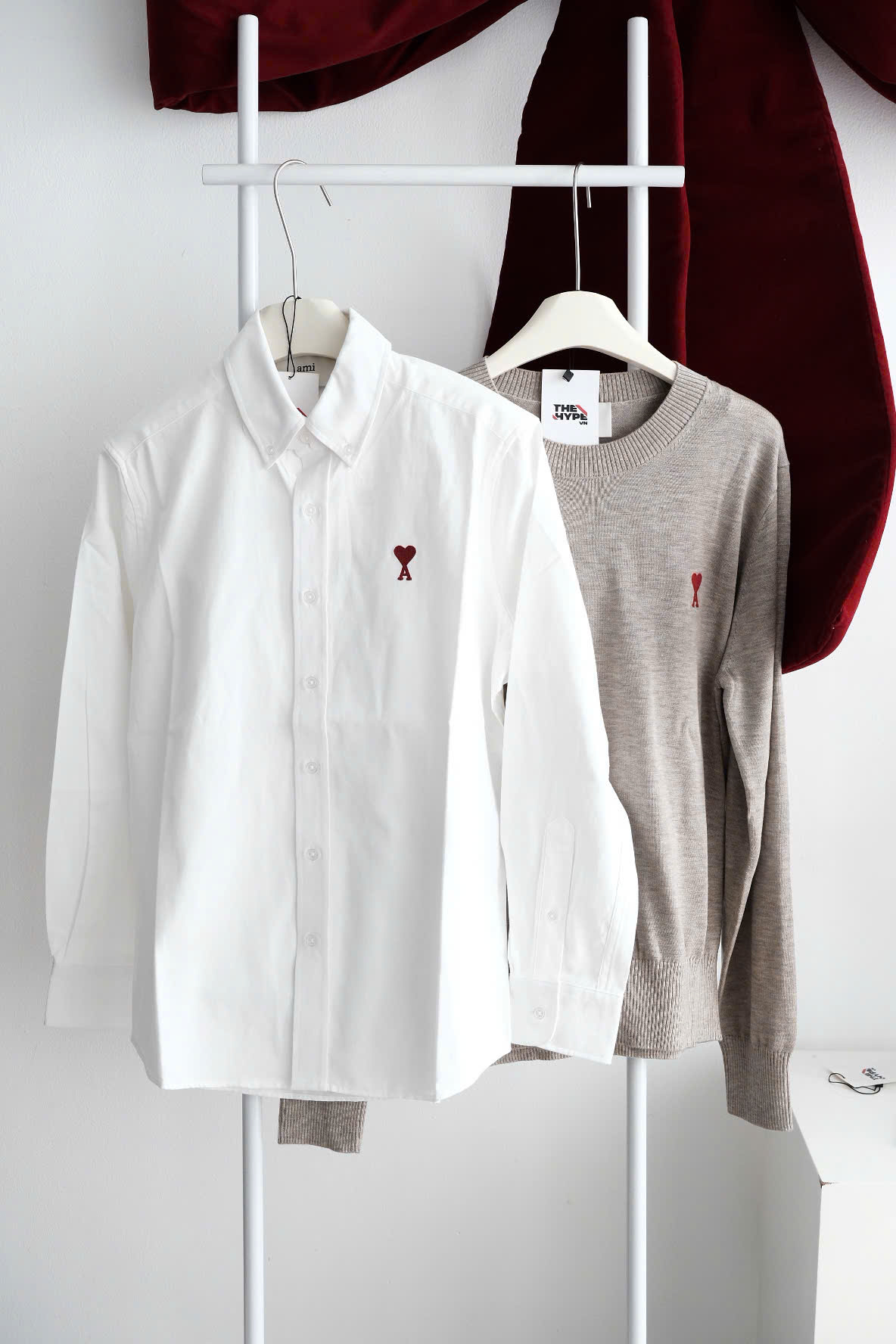 ÁO SƠ MI AMI PARIS HEART LONG SLEEVE (WHITE)