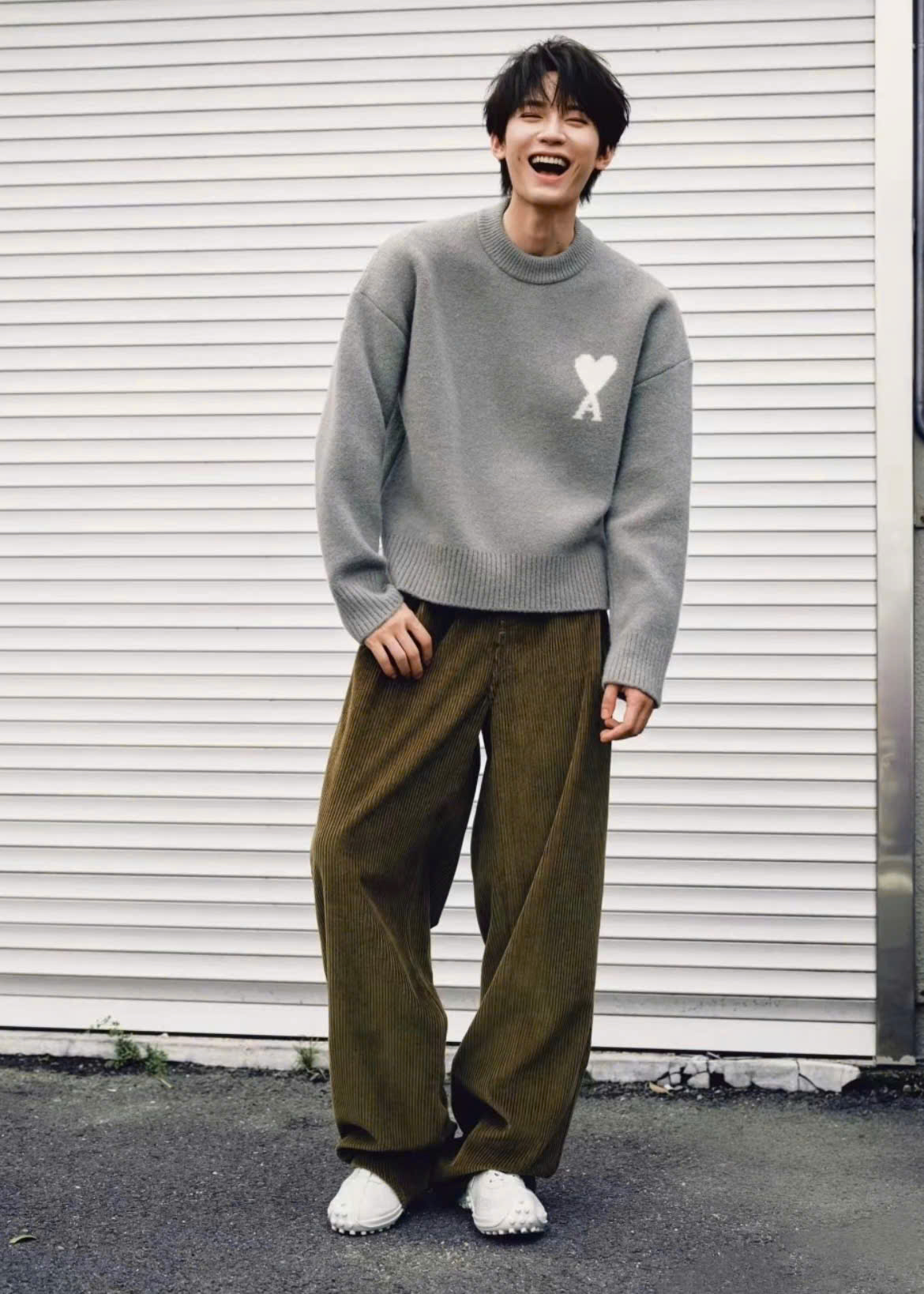 ÁO SWEATER AMI PARIS WOOL HEART WHITE (GREY)