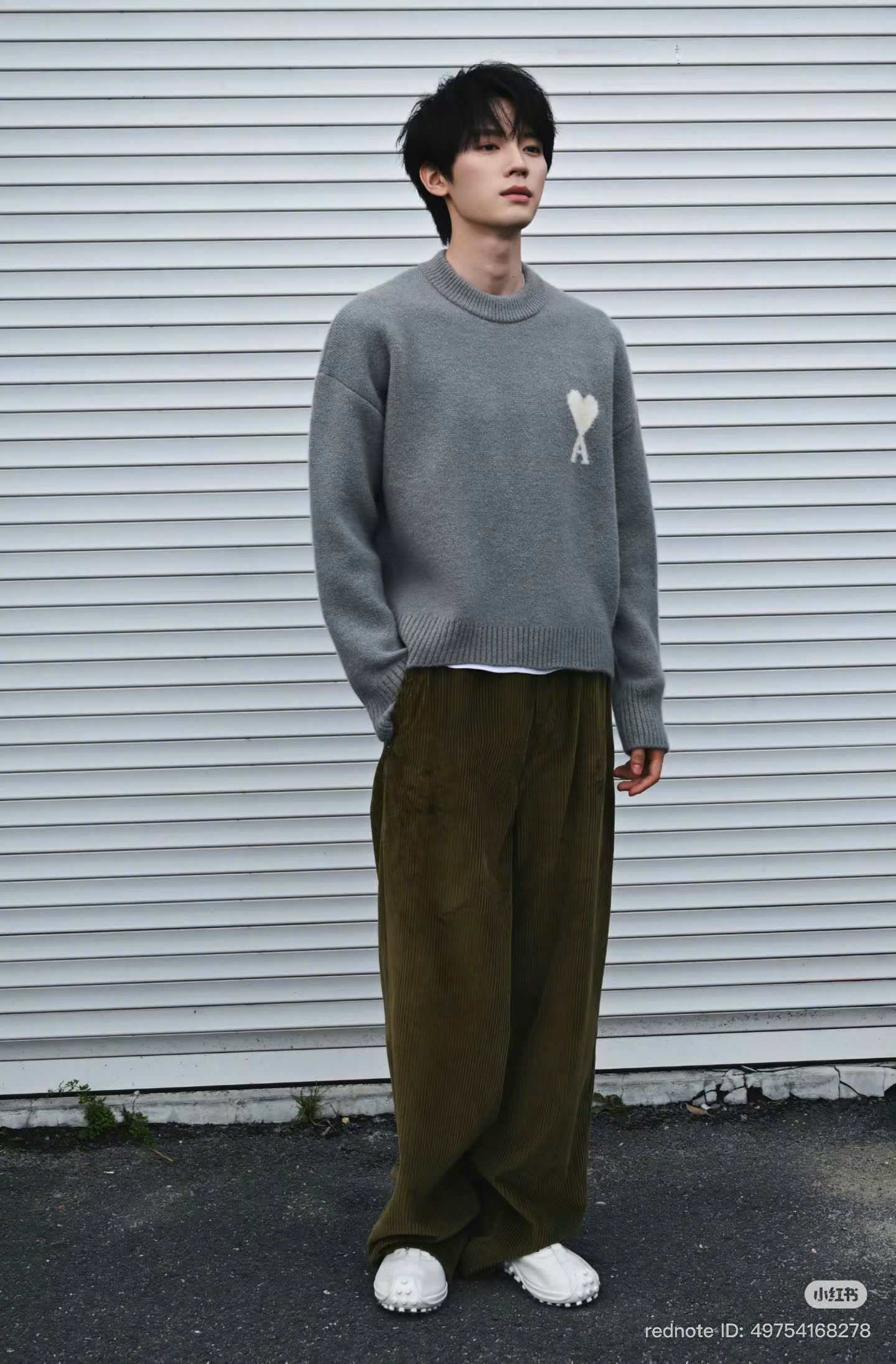 ÁO SWEATER AMI PARIS WOOL HEART WHITE (GREY)