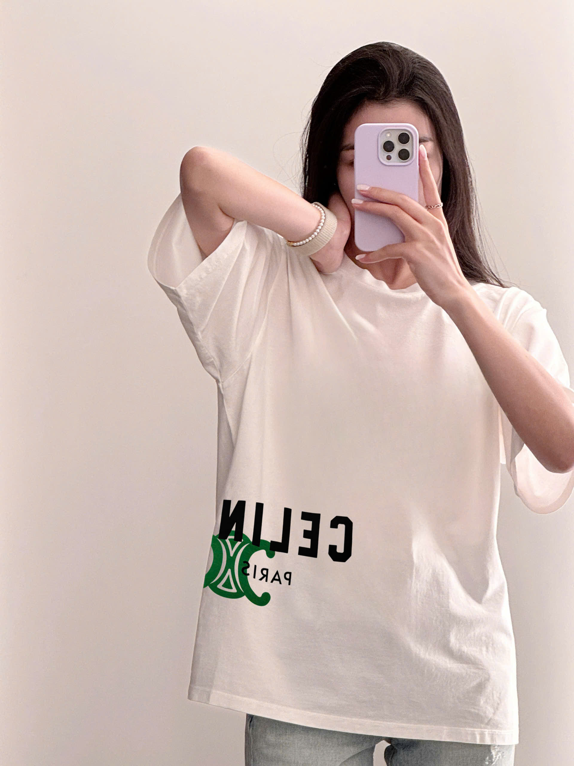 ÁO THUN CELINE  SANS-SERIF LOGO COTTON (WHITE)