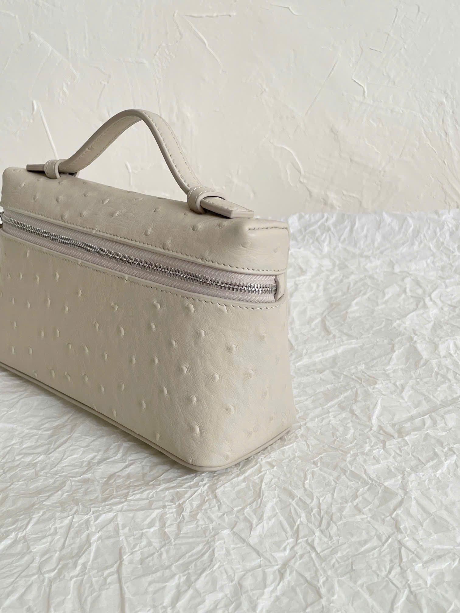 TÚI LORO PIANA EXTRA POCKET L19 OSTRICK LEATHER (Light Travertine)