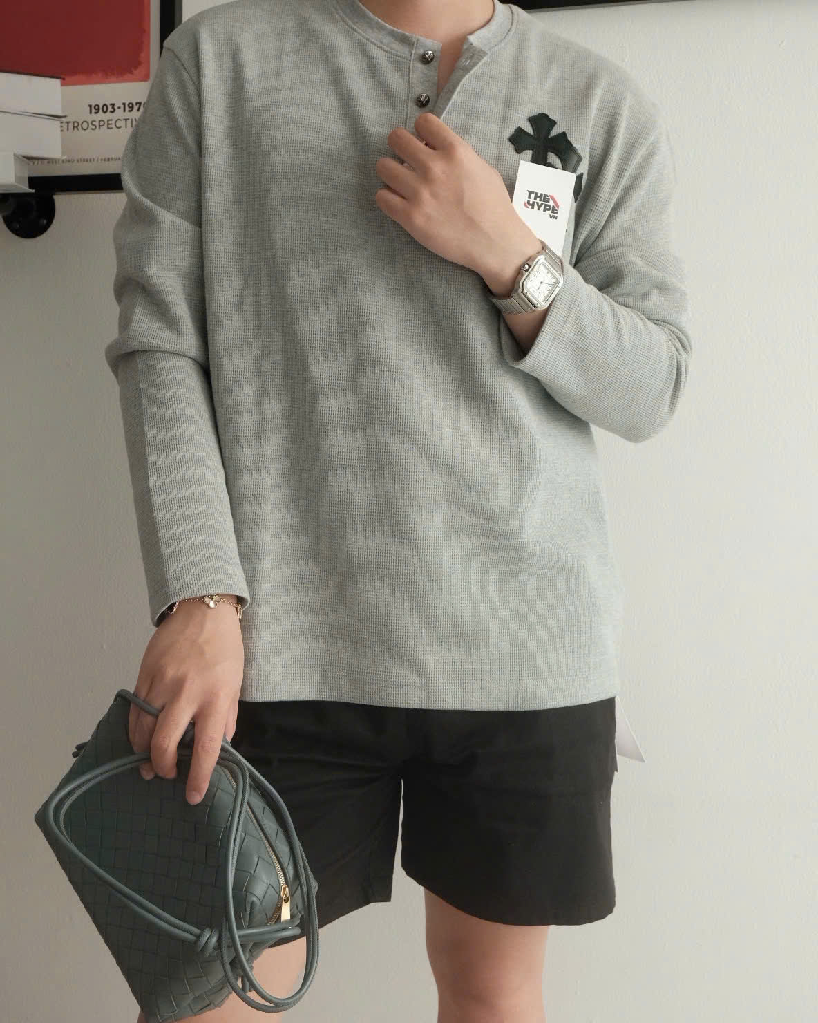ÁO SWEATER CHROME HEARTS  PATCH HENLEY THERMAL LONG SLEEVE (GREY)