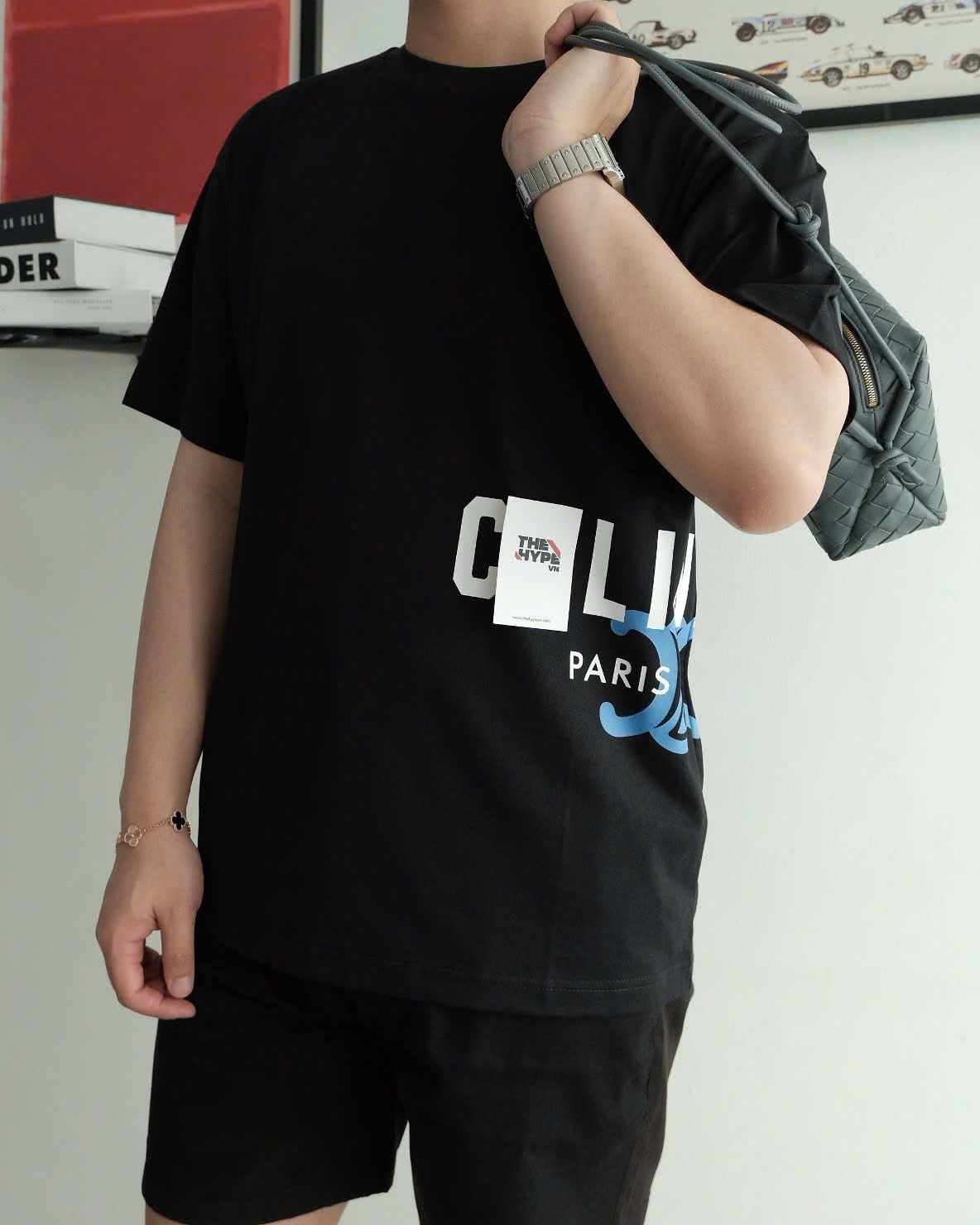 ÁO THUN CELINE  SANS-SERIF LOGO COTTON (BLACK)