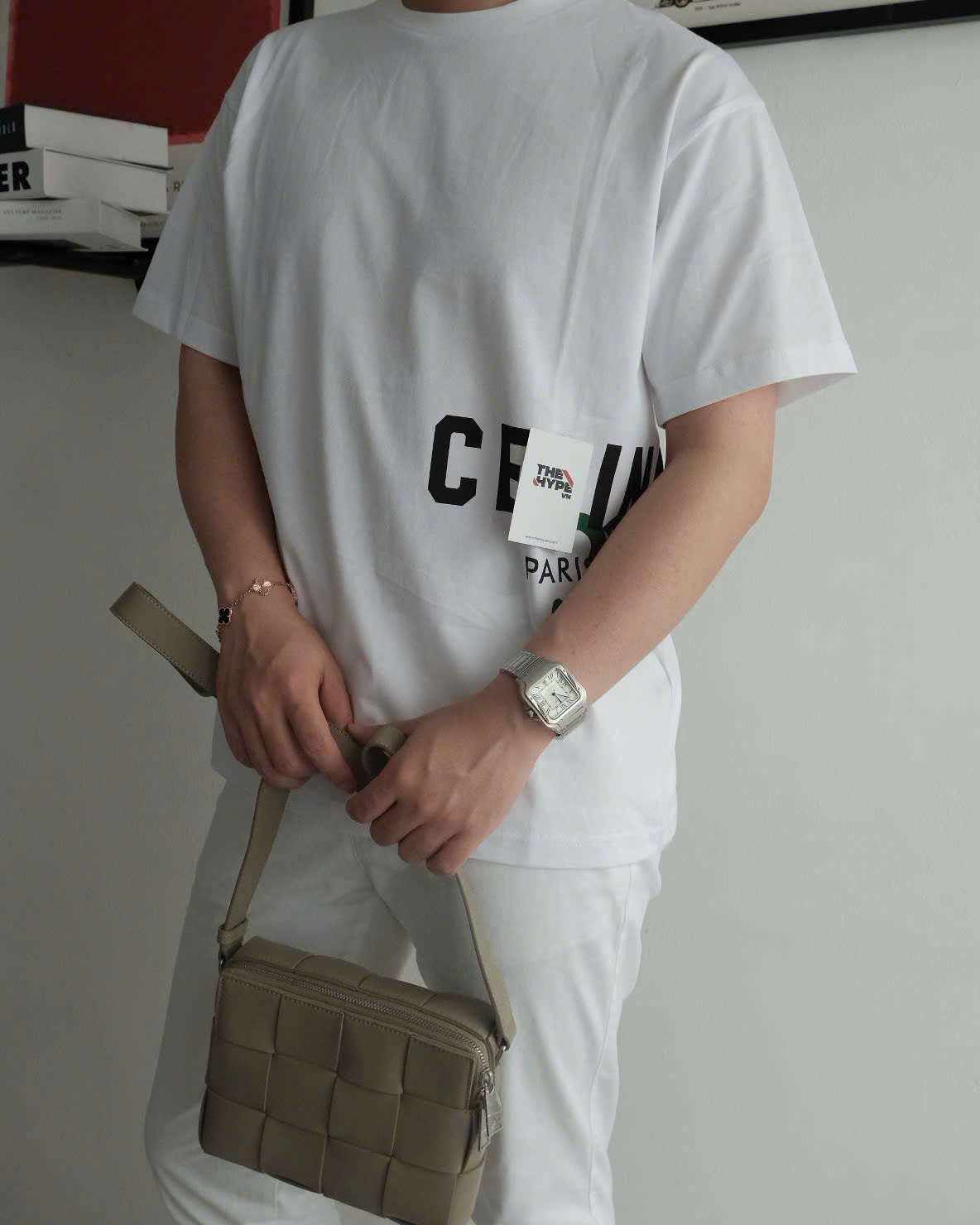 ÁO THUN CELINE  SANS-SERIF LOGO COTTON (WHITE)