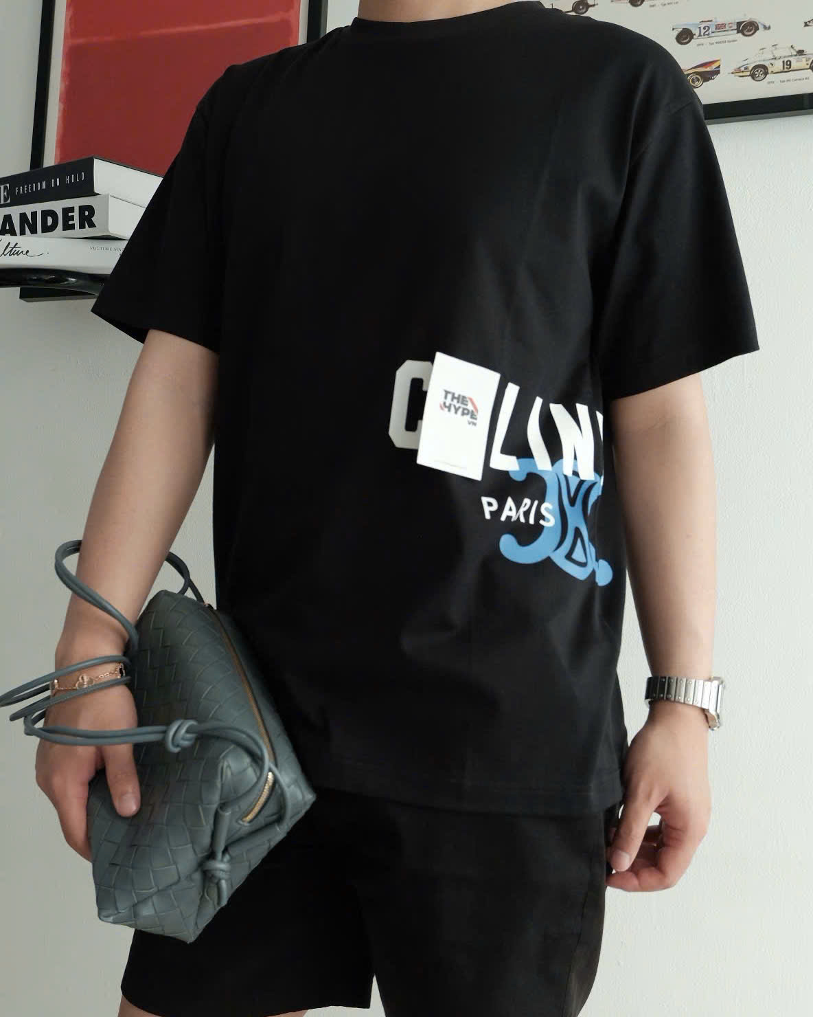 ÁO THUN CELINE  SANS-SERIF LOGO COTTON (BLACK)