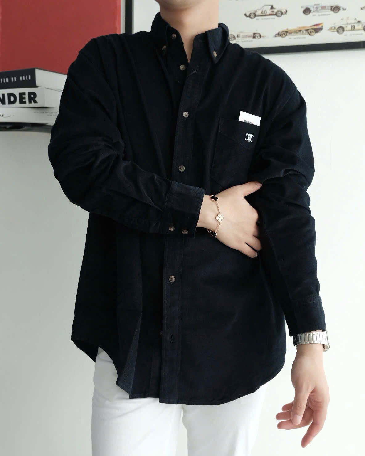 SƠ MI CELINE POCKET IN CORDUROY (BLUE LIGHT)