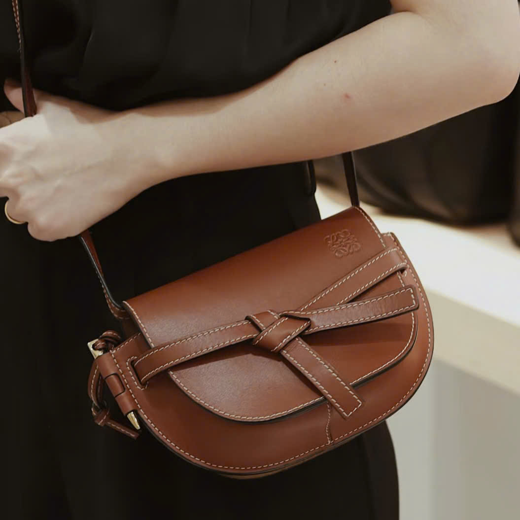 TÚI LOEWE BROWN LEATHER MINI GATE