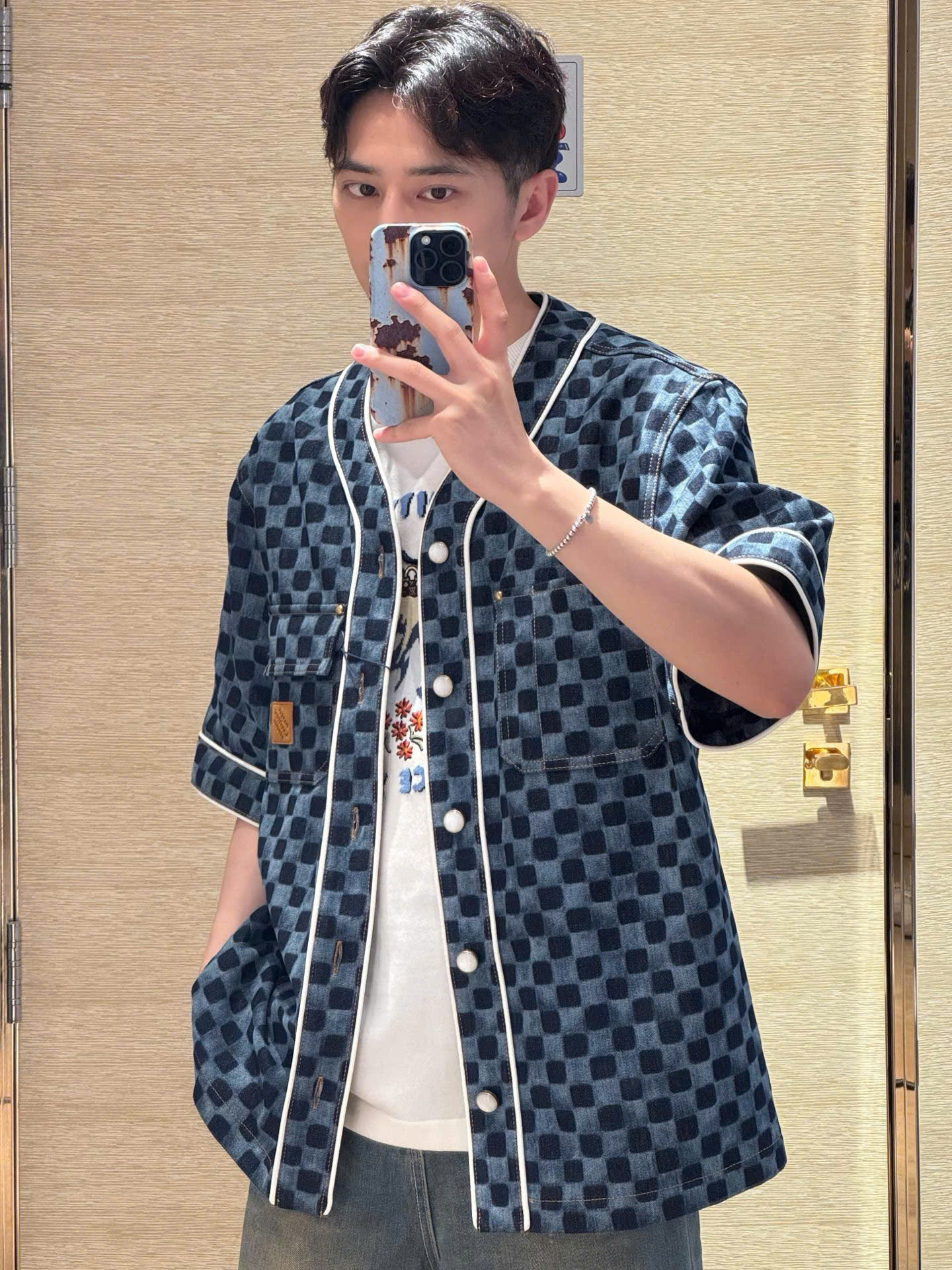 ÁO SƠ MI LOUIS VUITTON DAMERI DENIM BASEBALL (BLUE)